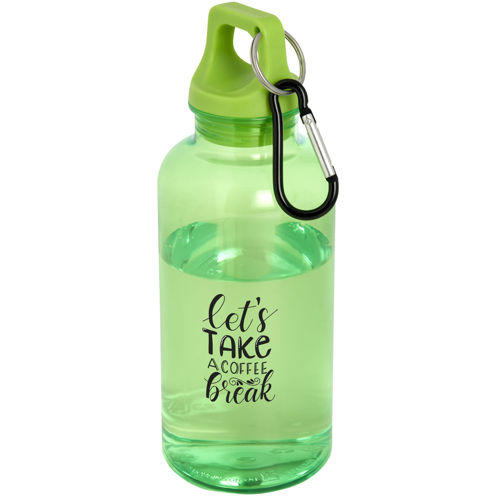 Bouteille d'eau Oregon de 400 ml en plastique recyclé avec mousqueton