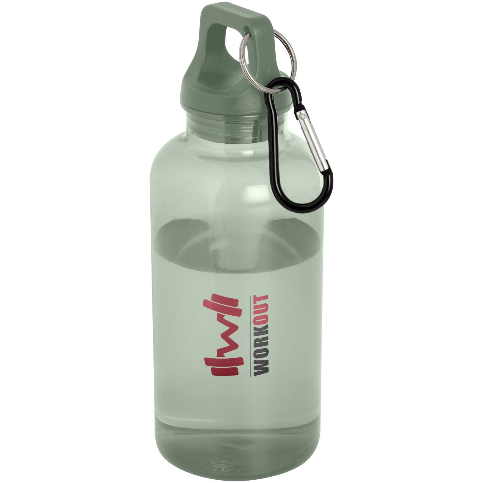 Bouteille d'eau Oregon de 400 ml en plastique recyclé avec mousqueton