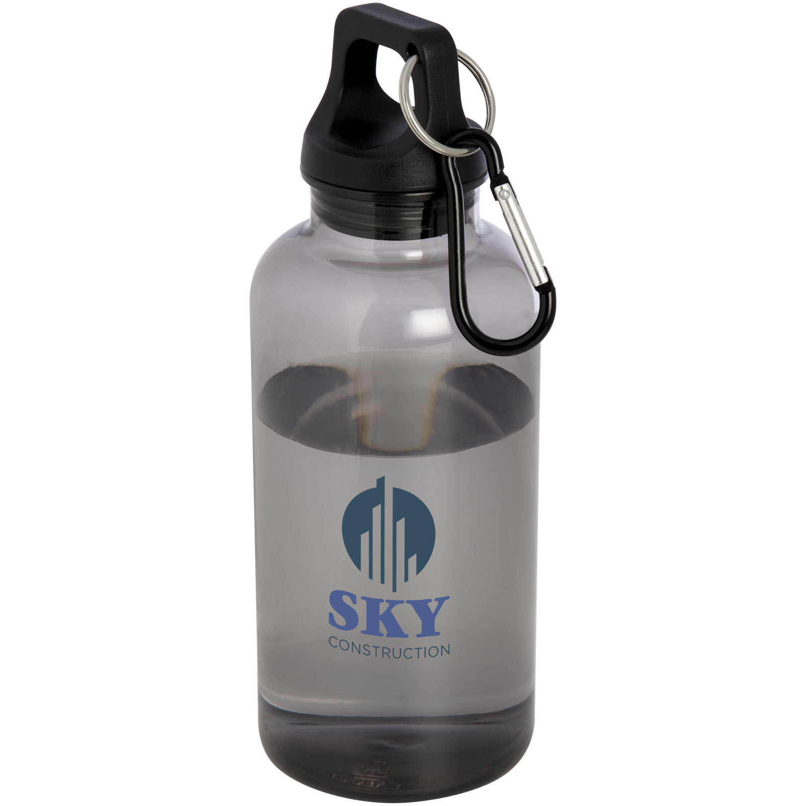 Bouteille d'eau Oregon de 400 ml en plastique recyclé avec mousqueton