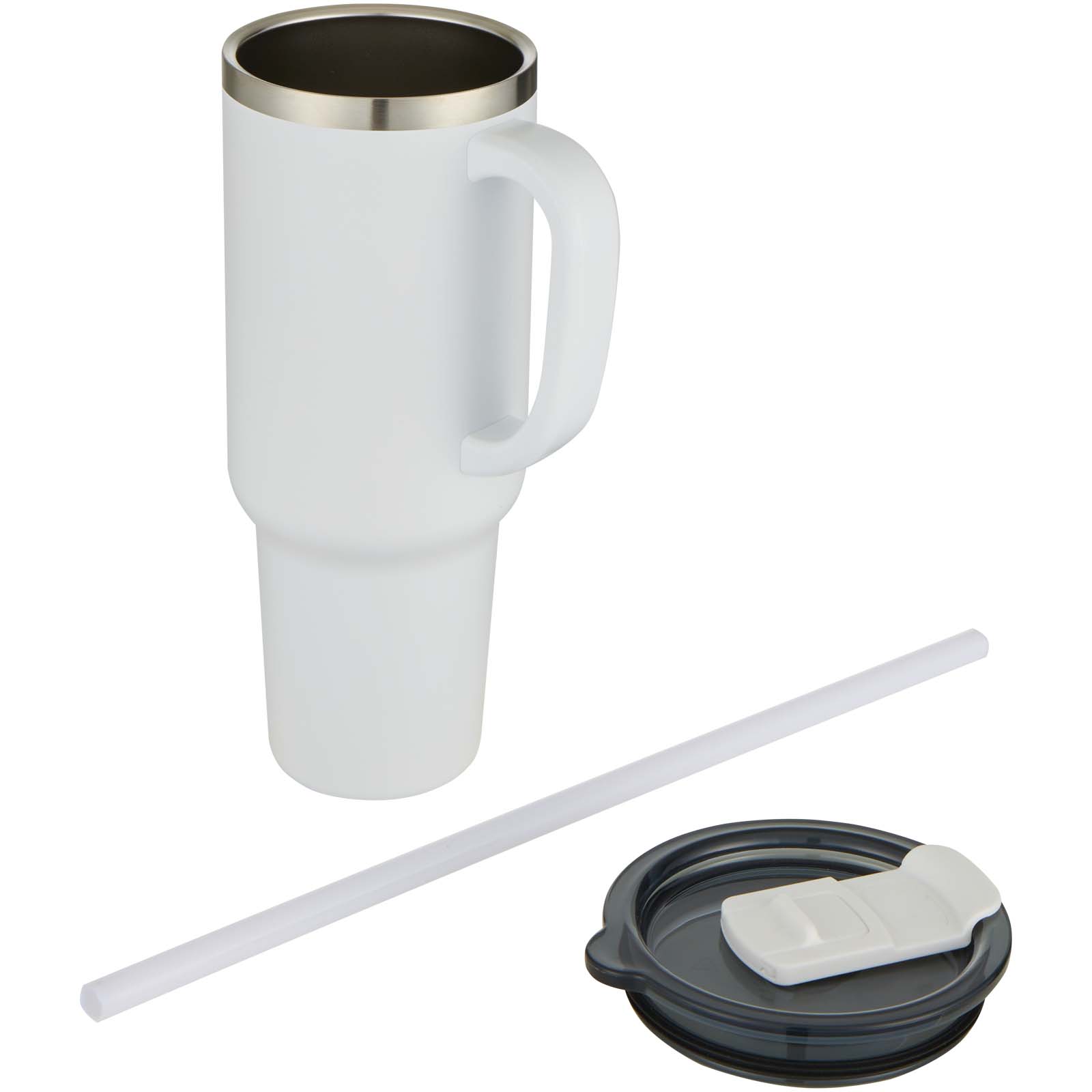 Mug Sydney 1200 ml double paroi certifié RCS avec isolation par le vide et couche de cuivre avec paille