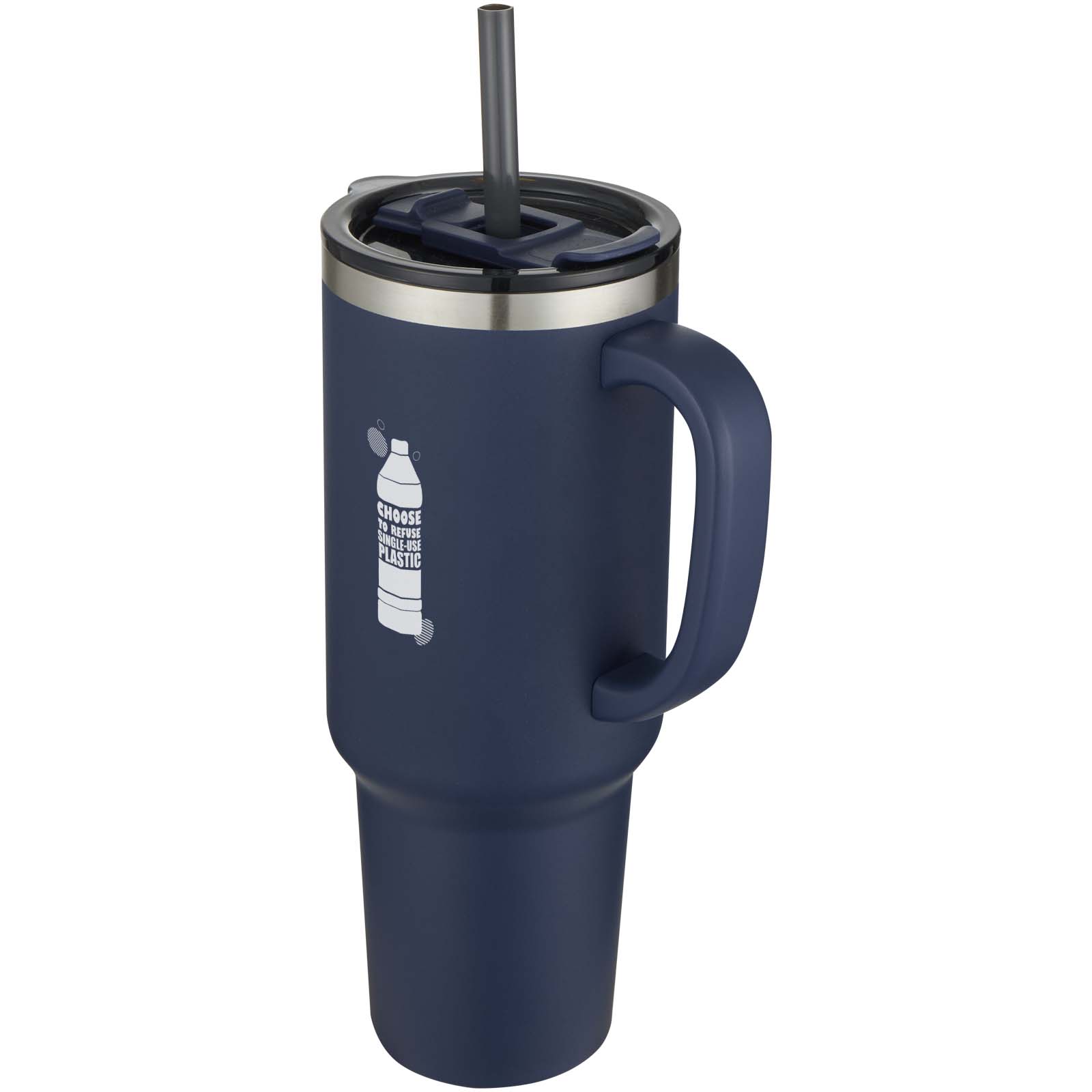 Mug Sydney 1200 ml double paroi certifié RCS avec isolation par le vide et couche de cuivre avec paille