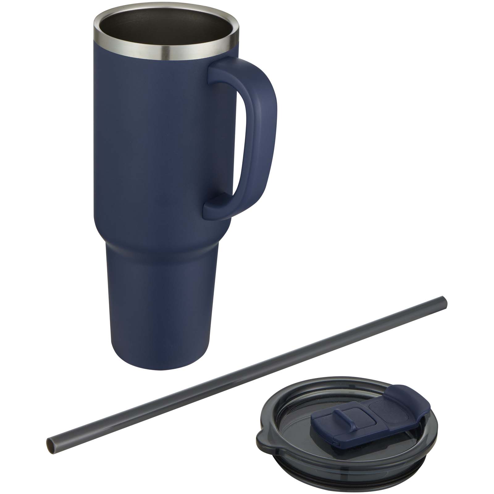 Mug Sydney 1200 ml double paroi certifié RCS avec isolation par le vide et couche de cuivre avec paille