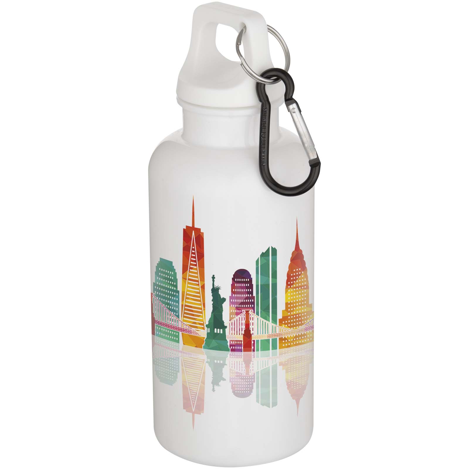 Bouteille d’eau Oregon de 400 ml en plastique recyclé uni certifié RCS avec mousqueton