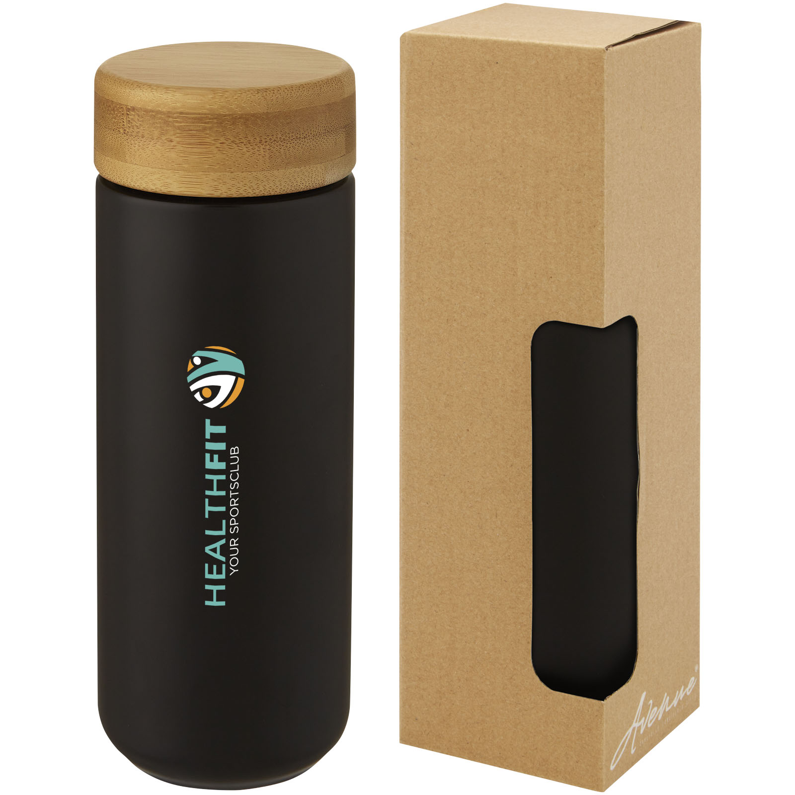 Gobelet en céramique Lumi de 300 ml avec couvercle en bambou