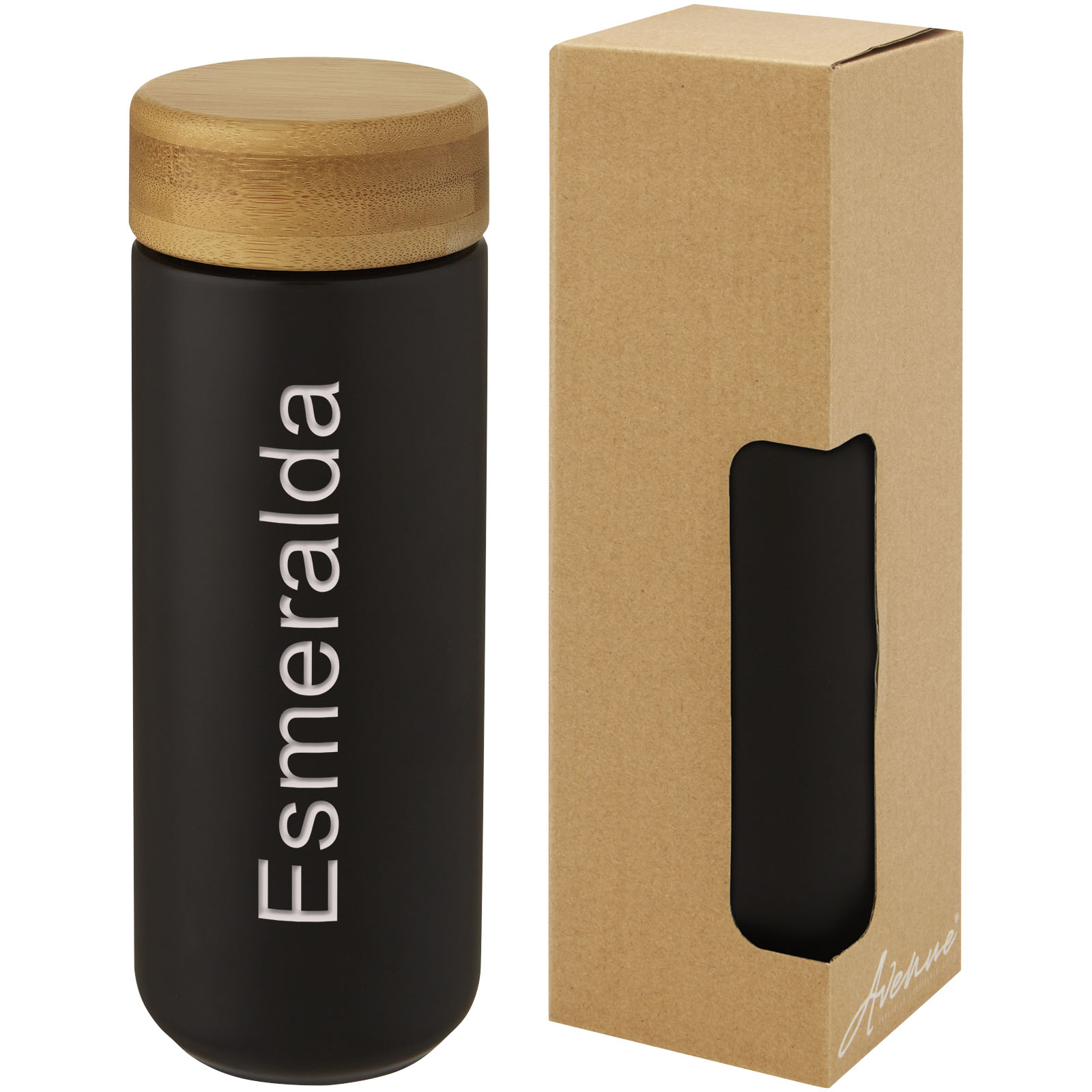 Gobelet en céramique Lumi de 300 ml avec couvercle en bambou