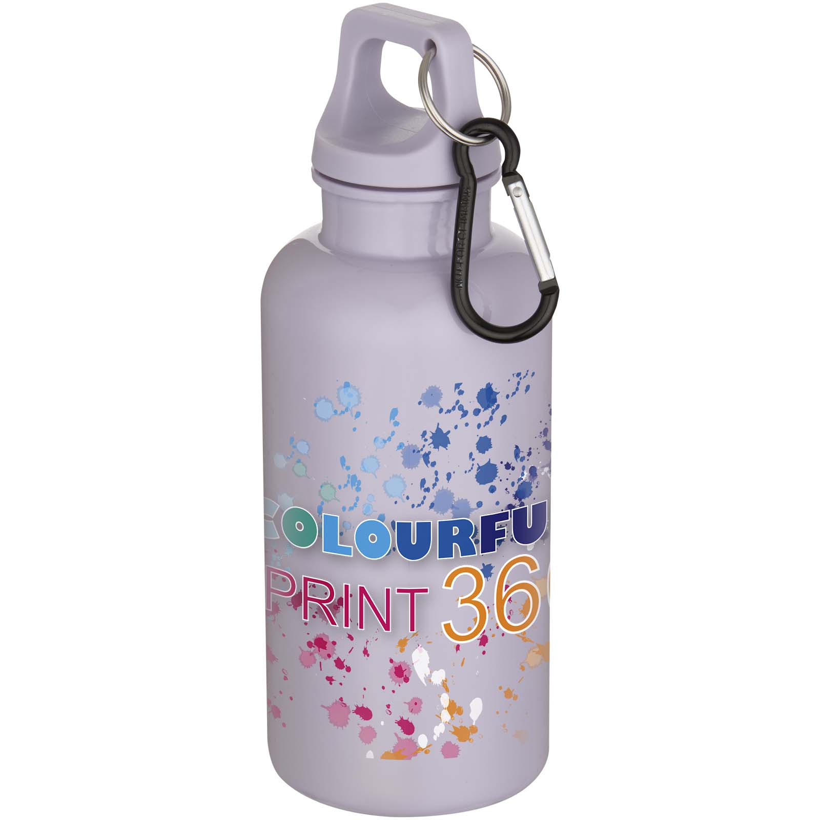 Bouteille d’eau Oregon de 400 ml en plastique recyclé uni certifié RCS avec mousqueton