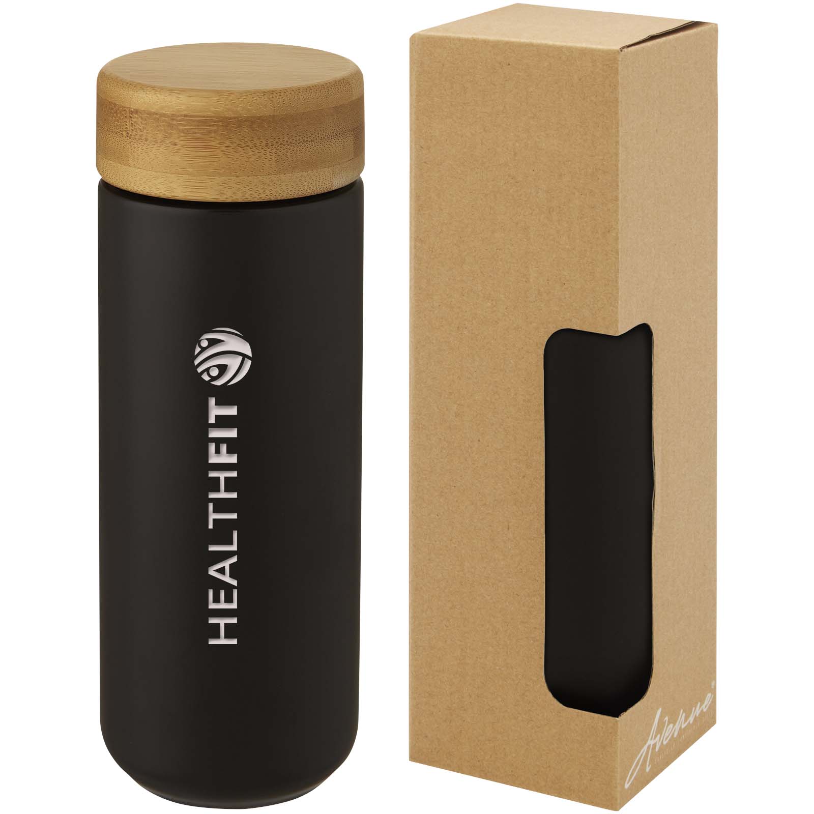Gobelet en céramique Lumi de 300 ml avec couvercle en bambou
