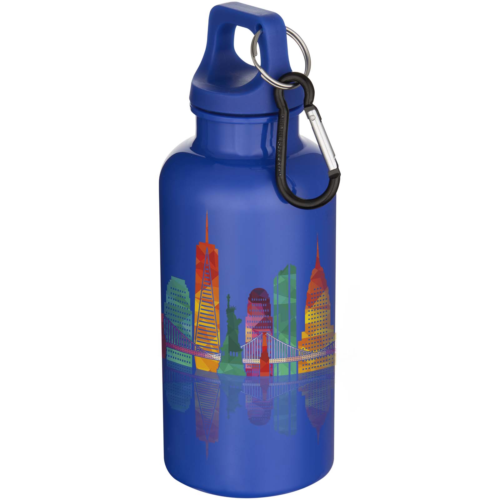 Bouteille d’eau Oregon de 400 ml en plastique recyclé uni certifié RCS avec mousqueton