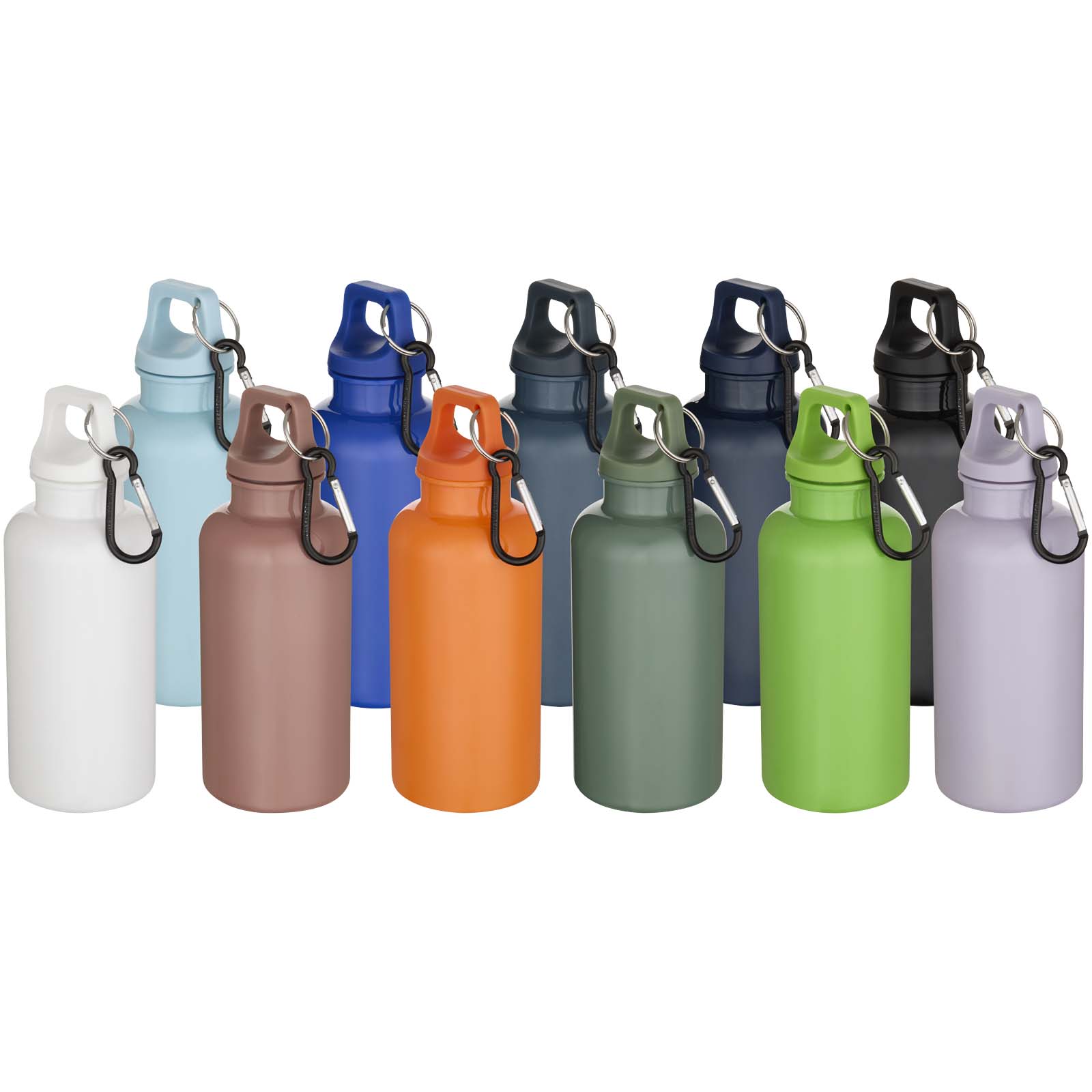 Bouteille d’eau Oregon de 400 ml en plastique recyclé uni certifié RCS avec mousqueton