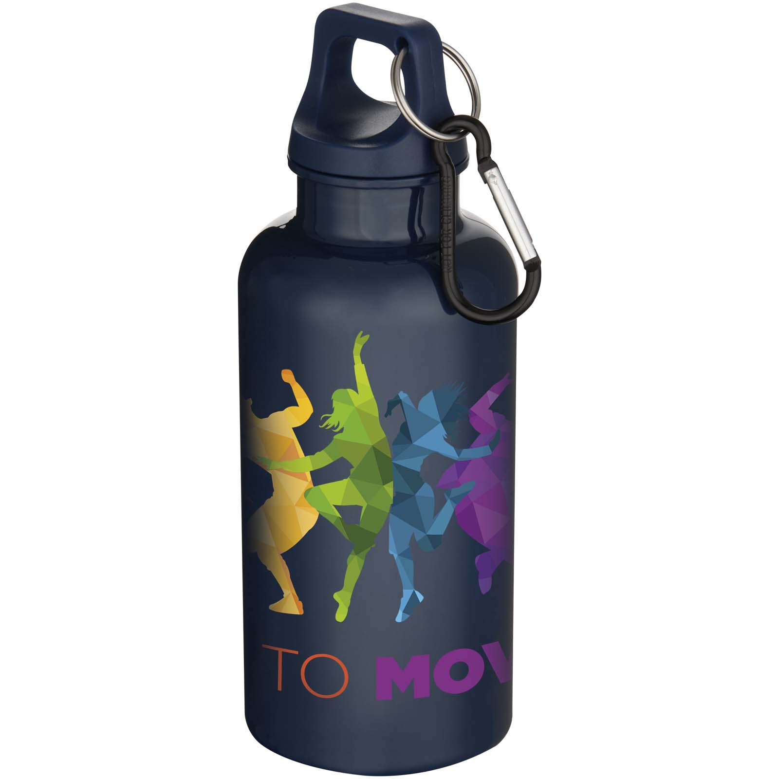 Bouteille d’eau Oregon de 400 ml en plastique recyclé uni certifié RCS avec mousqueton