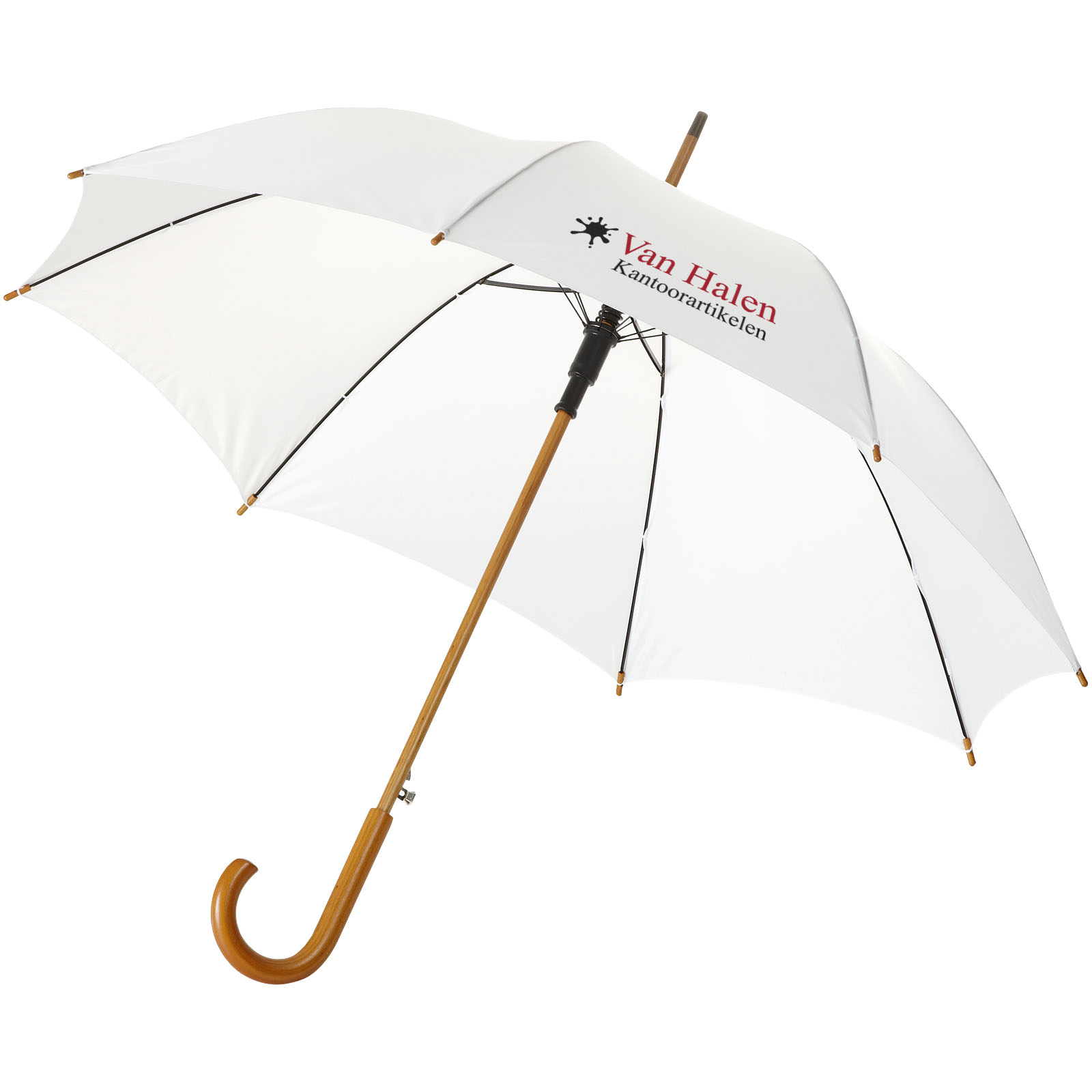 Parapluie 23" à ouverture automatique, poignée et mât en bois