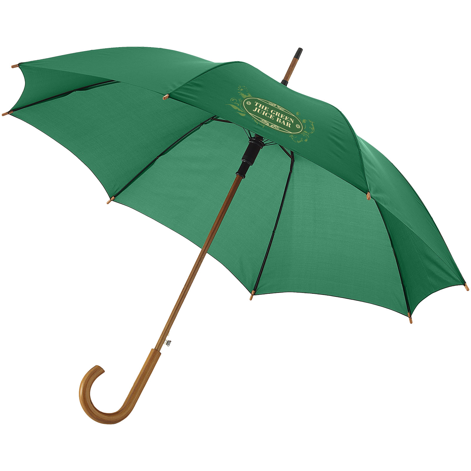 Parapluie 23" à ouverture automatique, poignée et mât en bois