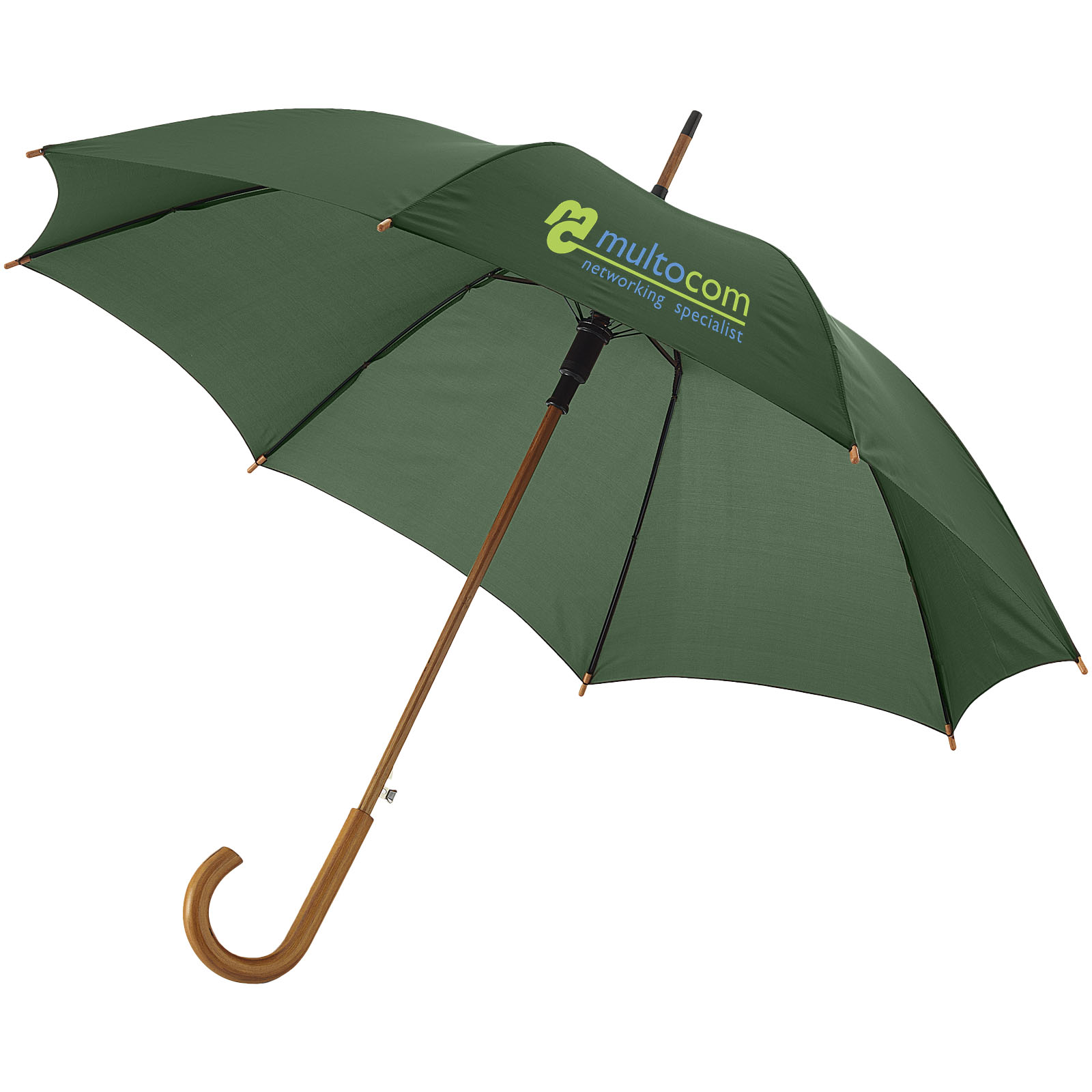 Parapluie 23" à ouverture automatique, poignée et mât en bois