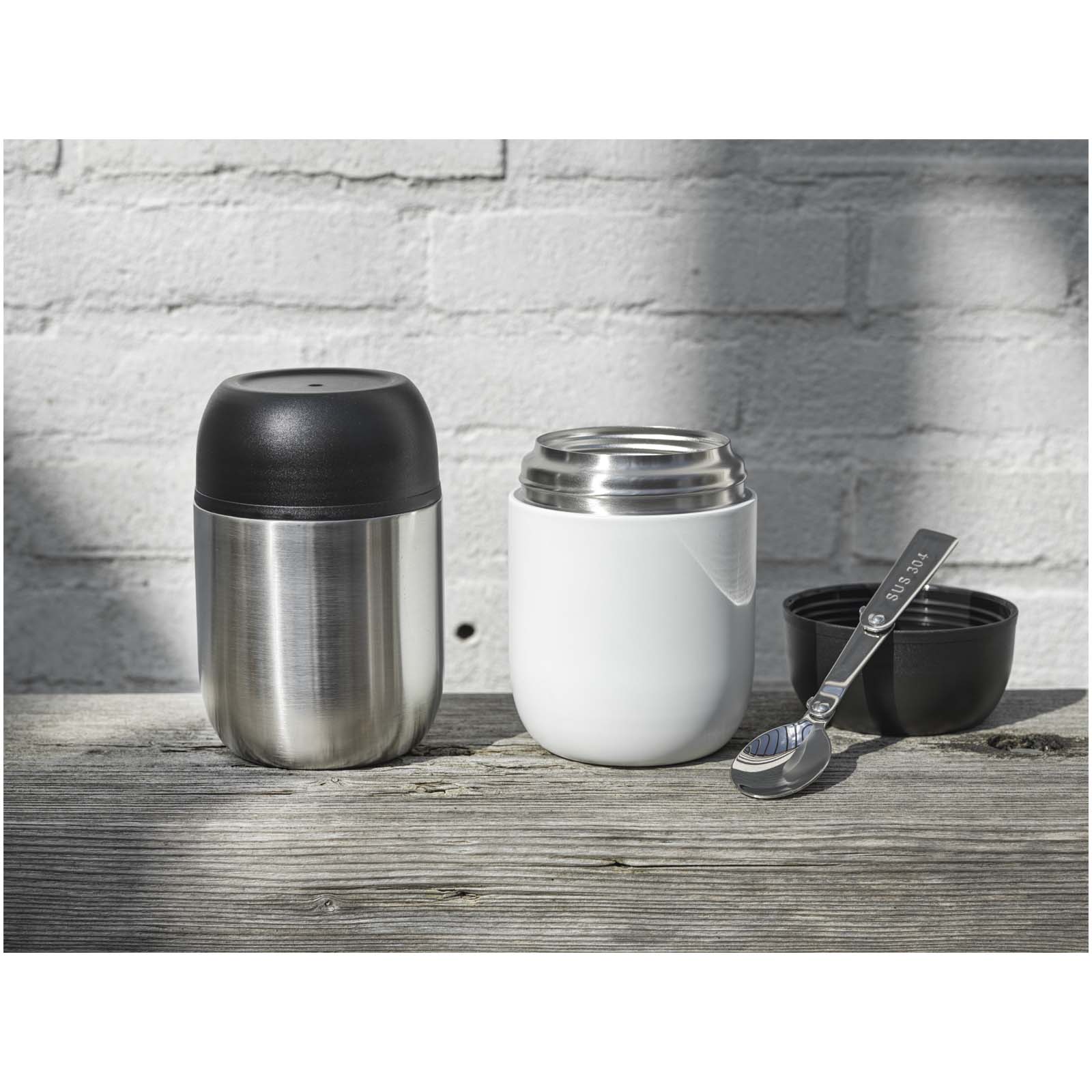 Seasons Boîte-repas Supo en acier inoxydable recyclé à double paroi de 480 ml avec cuillère pliable