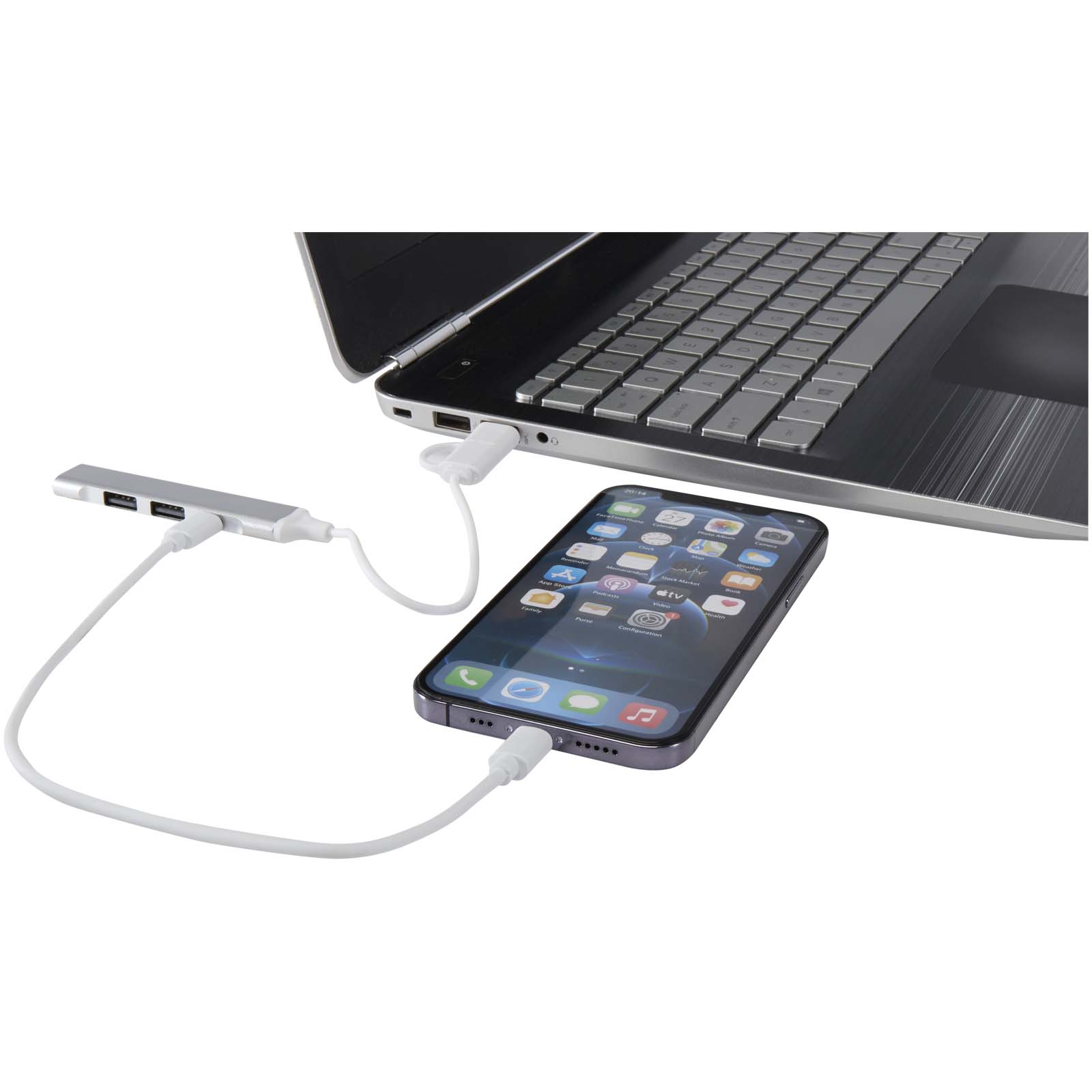 Hub USB-A et Type-C Alkaid à 4 ports en aluminium recyclé avec double entrée