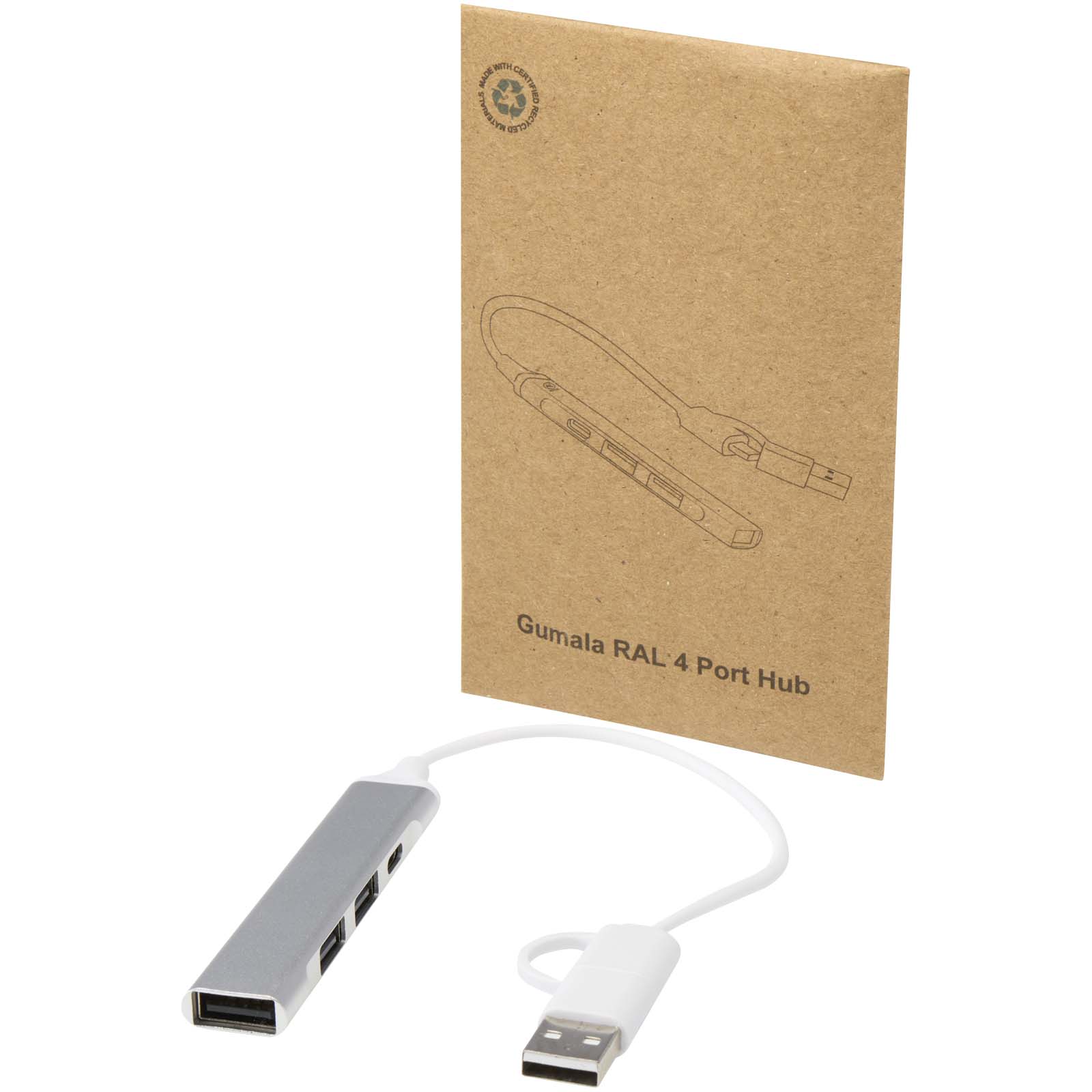 Hub USB-A et Type-C Alkaid à 4 ports en aluminium recyclé avec double entrée