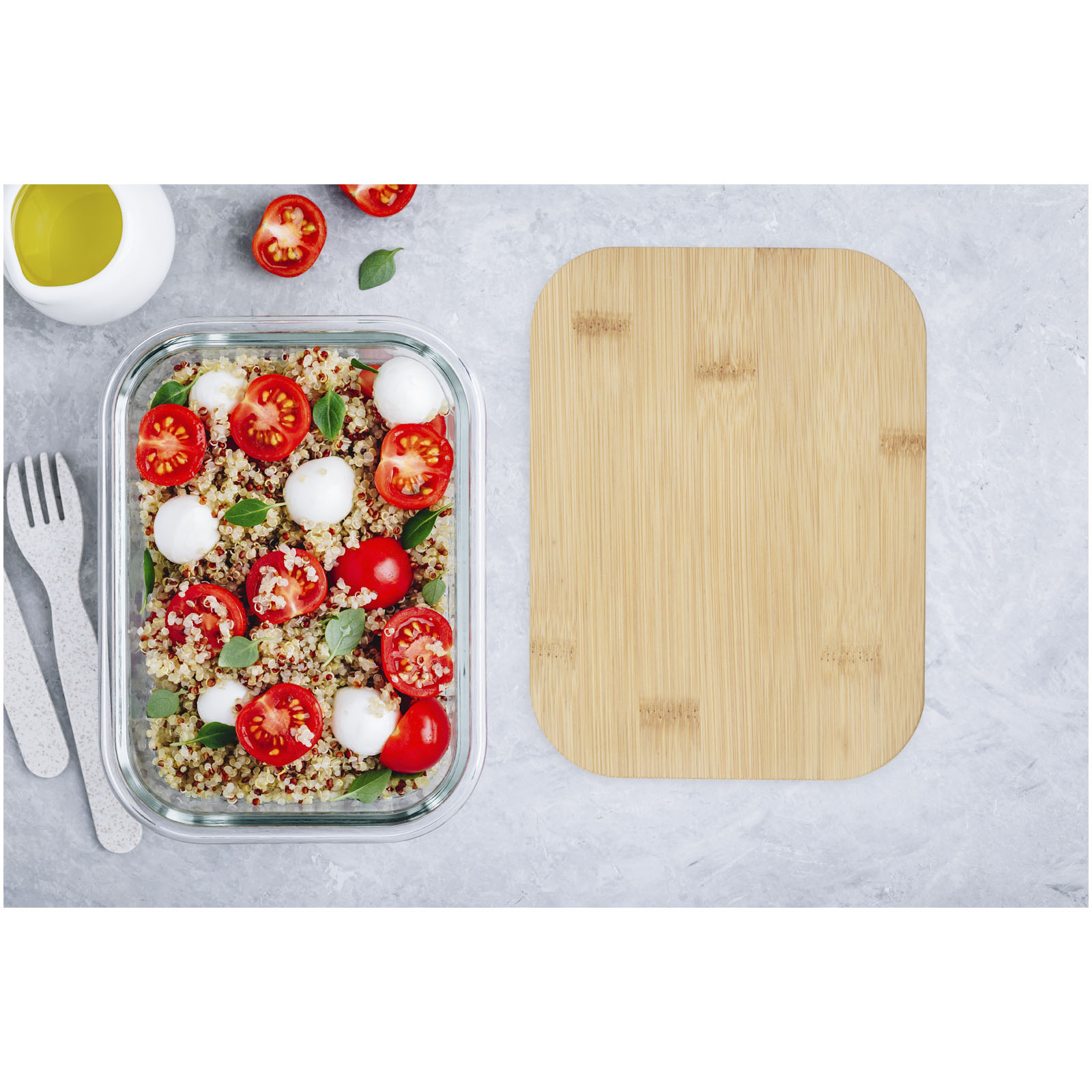 Seasons Boîte repas Roby en verre avec couvercle en bambou 1000 ml