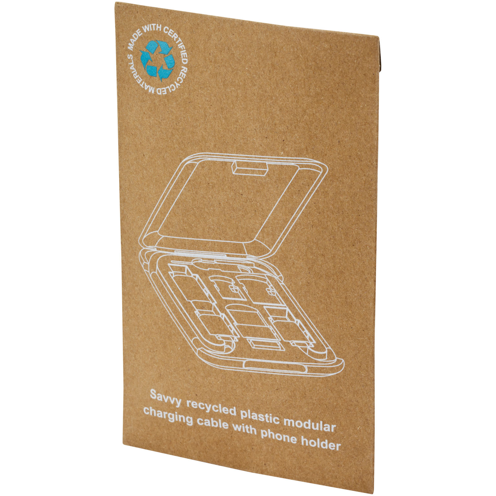 Câble de recharge modulaire en plastique recyclé Savvy avec support de téléphone