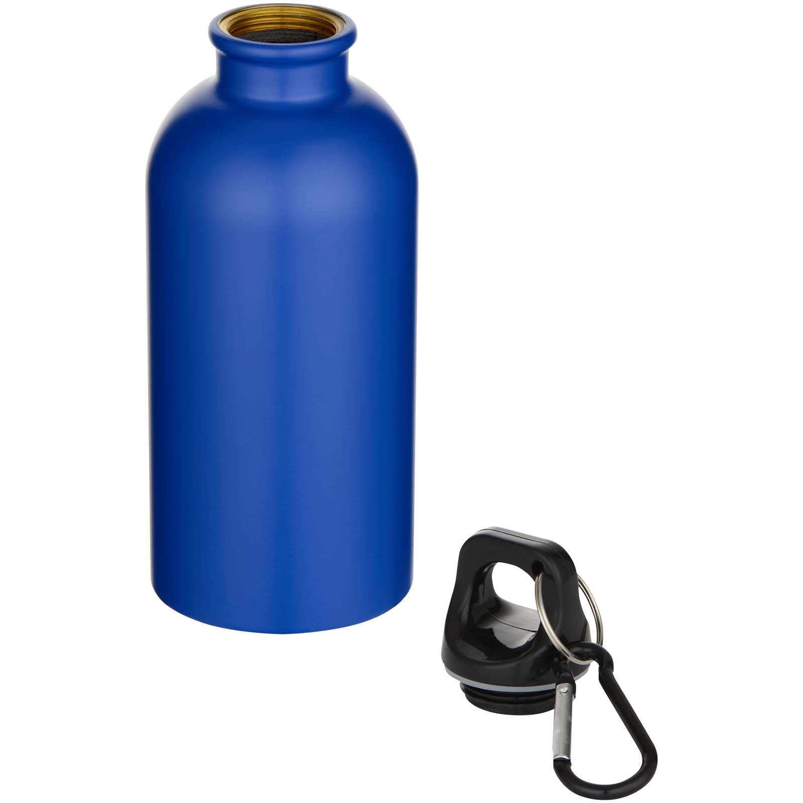 Bouteille d’eau Oregon de 400 ml à simple paroi avec finition MATE, en acier inoxydable recyclé certifié RCS avec mousqueton