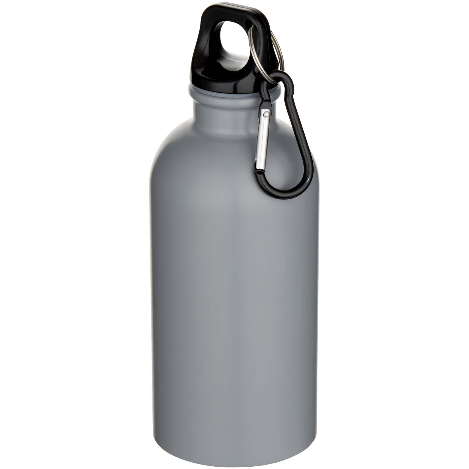 Bouteille d’eau Oregon de 400 ml à simple paroi avec finition MATE, en acier inoxydable recyclé certifié RCS avec mousqueton