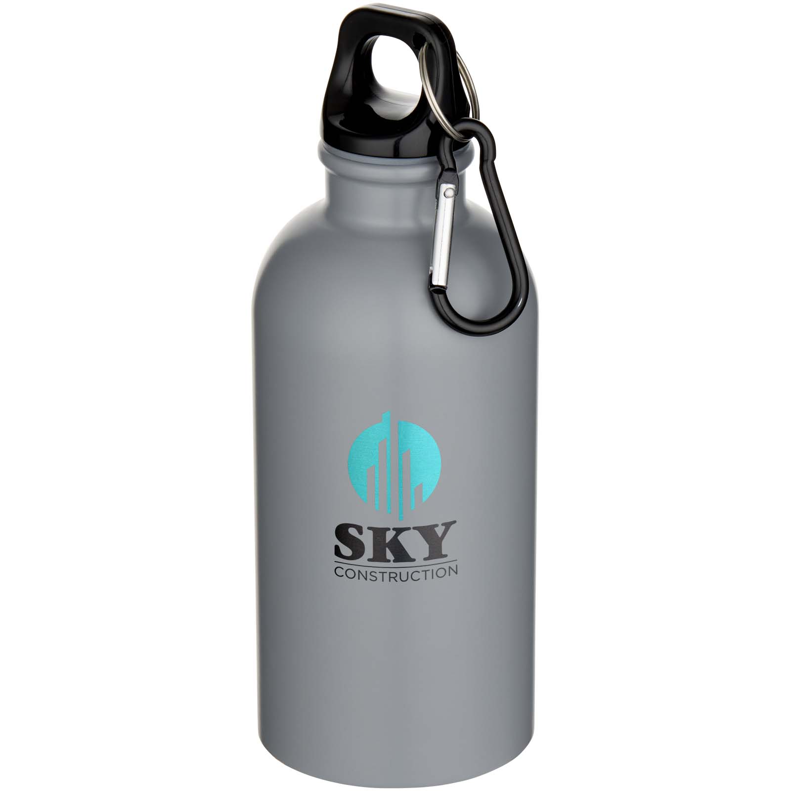 Bouteille d’eau Oregon de 400 ml à simple paroi avec finition MATE, en acier inoxydable recyclé certifié RCS avec mousqueton