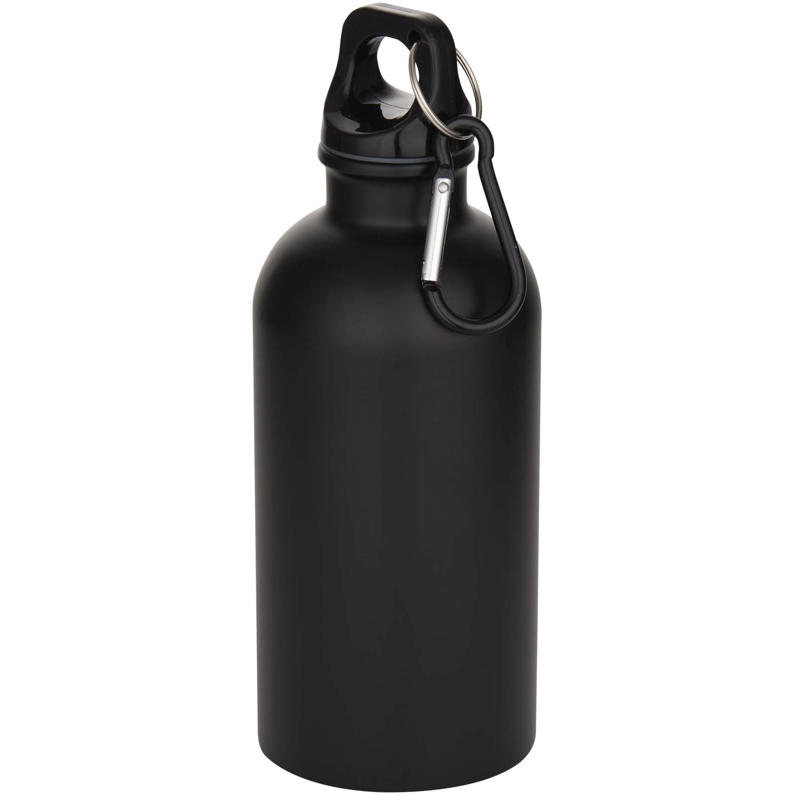 Bouteille d’eau Oregon de 400 ml à simple paroi avec finition MATE, en acier inoxydable recyclé certifié RCS avec mousqueton