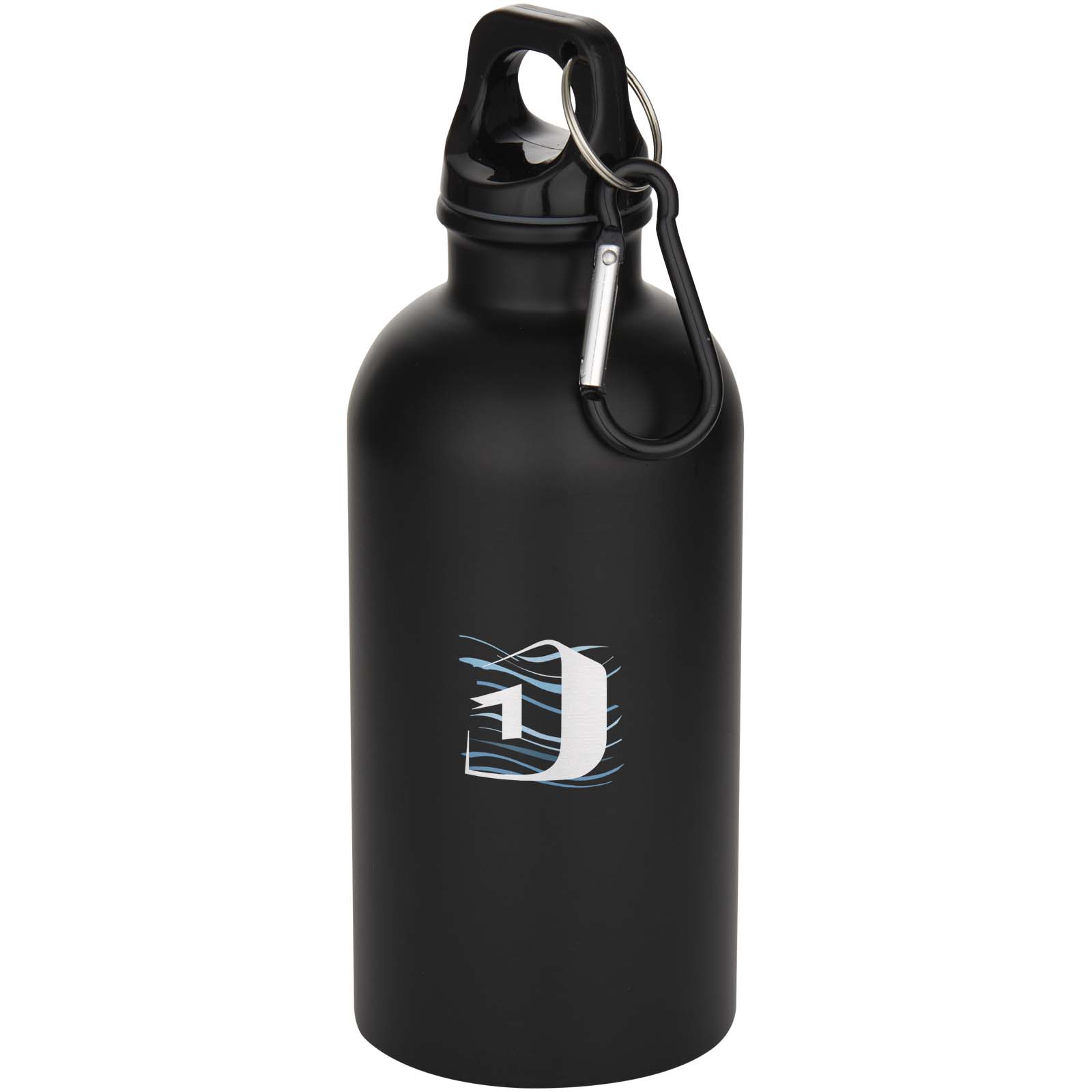 Bouteille d’eau Oregon de 400 ml à simple paroi avec finition MATE, en acier inoxydable recyclé certifié RCS avec mousqueton