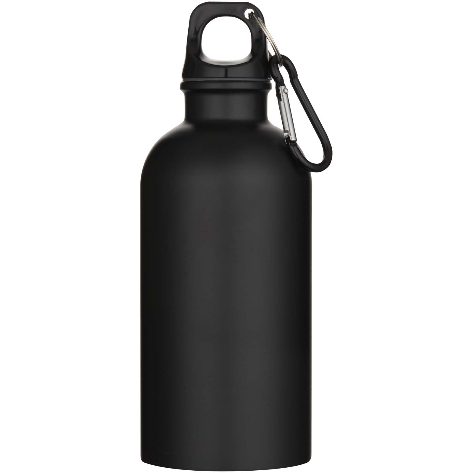 Bouteille d’eau Oregon de 400 ml à simple paroi avec finition MATE, en acier inoxydable recyclé certifié RCS avec mousqueton