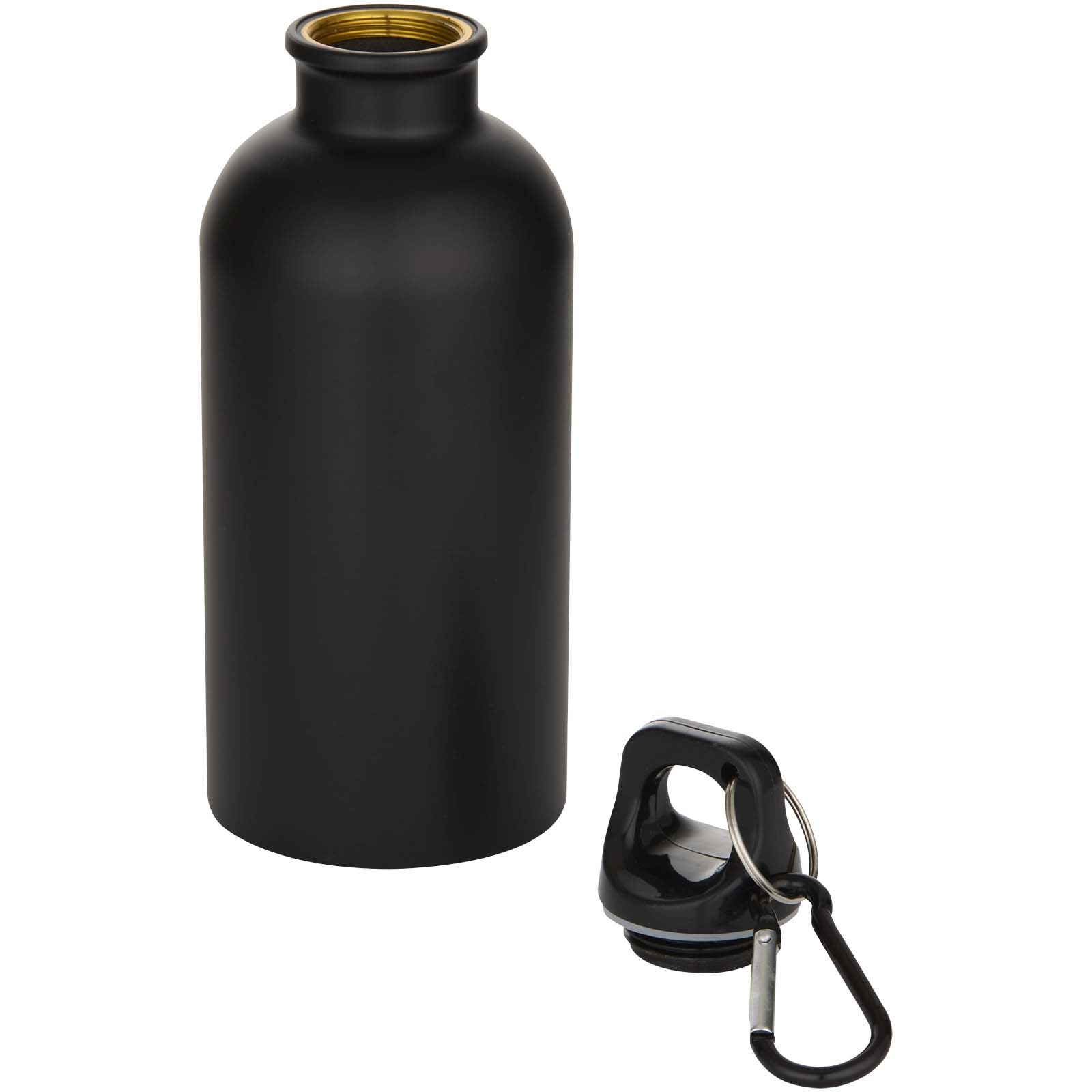 Bouteille d’eau Oregon de 400 ml à simple paroi avec finition MATE, en acier inoxydable recyclé certifié RCS avec mousqueton