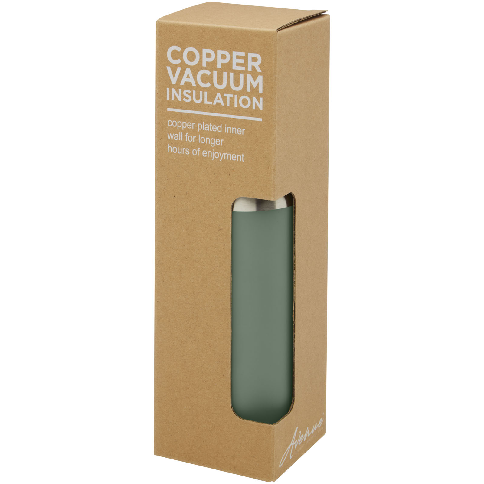 Bouteille Hulan de 540 ml en acier inoxydable avec  cuivre et isolation par le vide avec couvercle en bambou