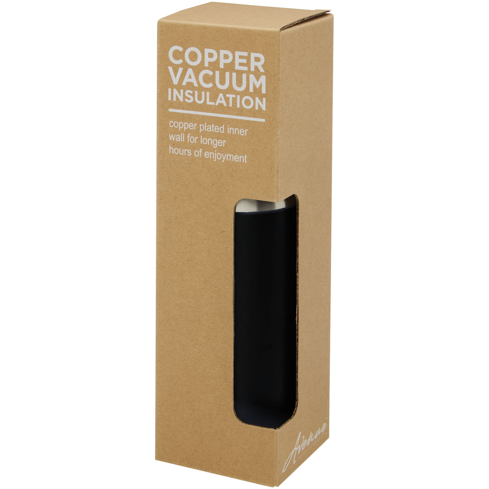 Bouteille Hulan de 540 ml en acier inoxydable avec  cuivre et isolation par le vide avec couvercle en bambou