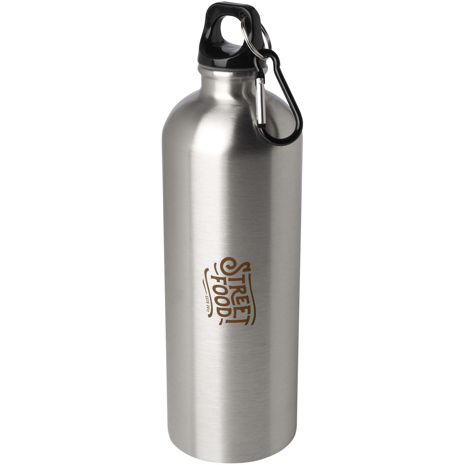 Bouteille d'eau Oregon de 750 ml simple paroi en acier recyclé certifié RCS avec mousqueton