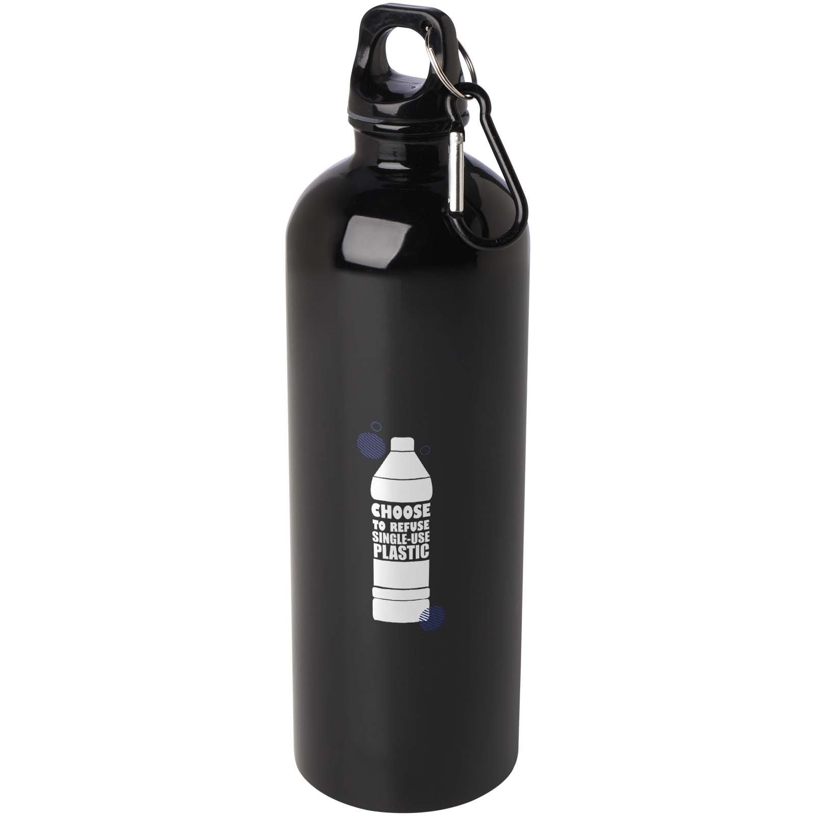 Bouteille d'eau Oregon de 750 ml simple paroi en acier recyclé certifié RCS avec mousqueton