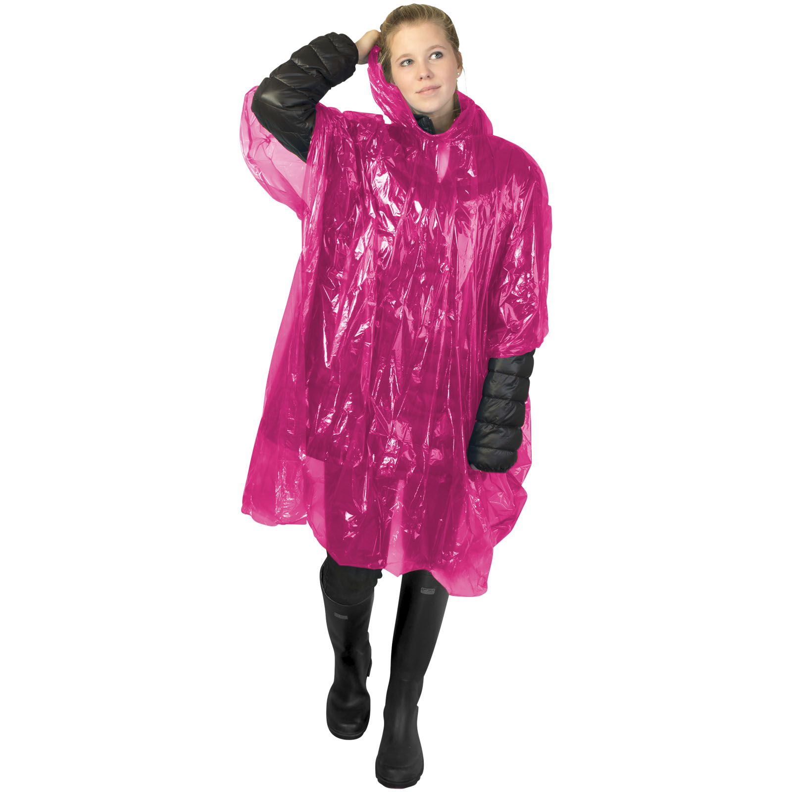 Poncho jetable pour la pluie avec pochette de rangement Ziva