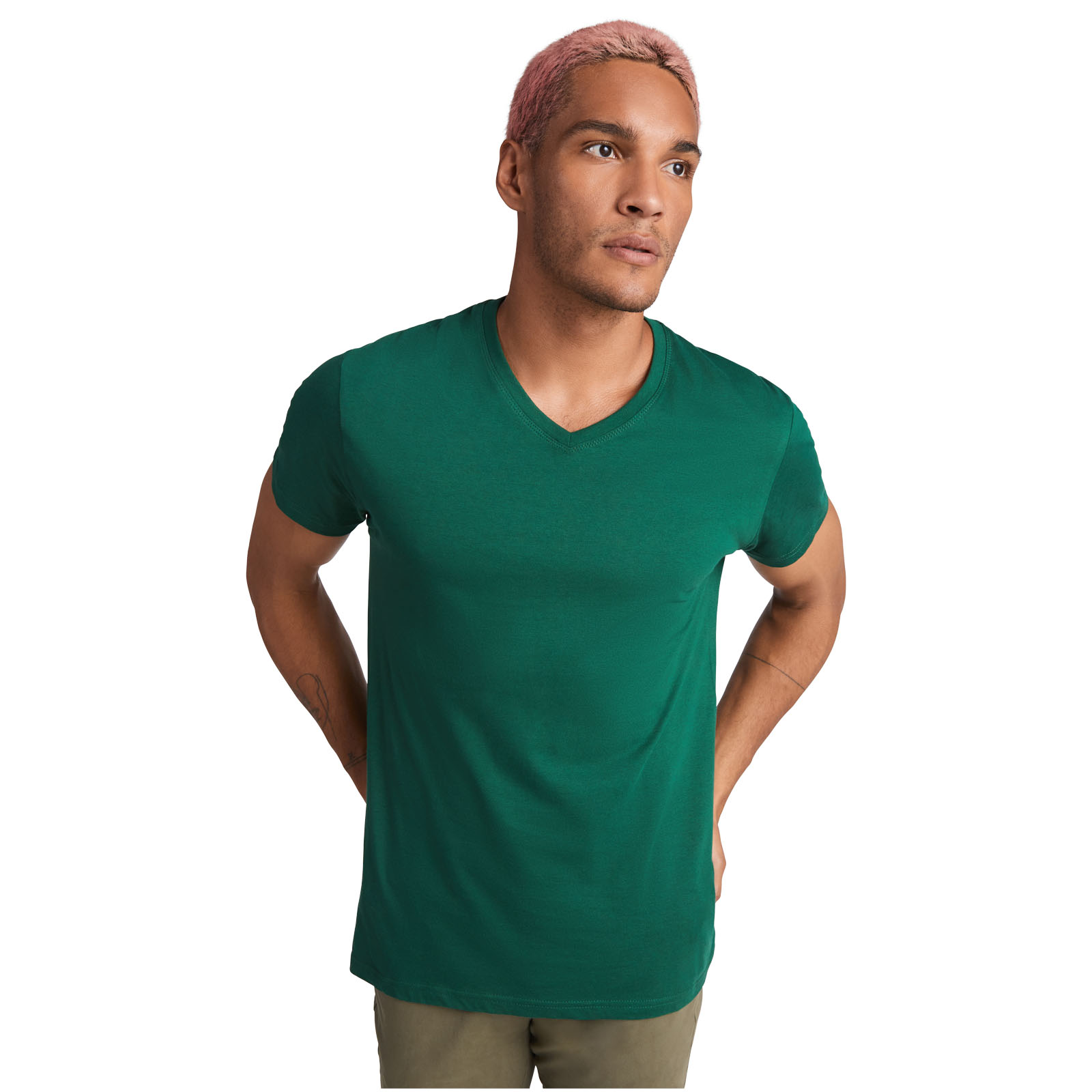 Roly T-shirt de 155 g/m² Samoyedo à col en V et manches courtes pour homme