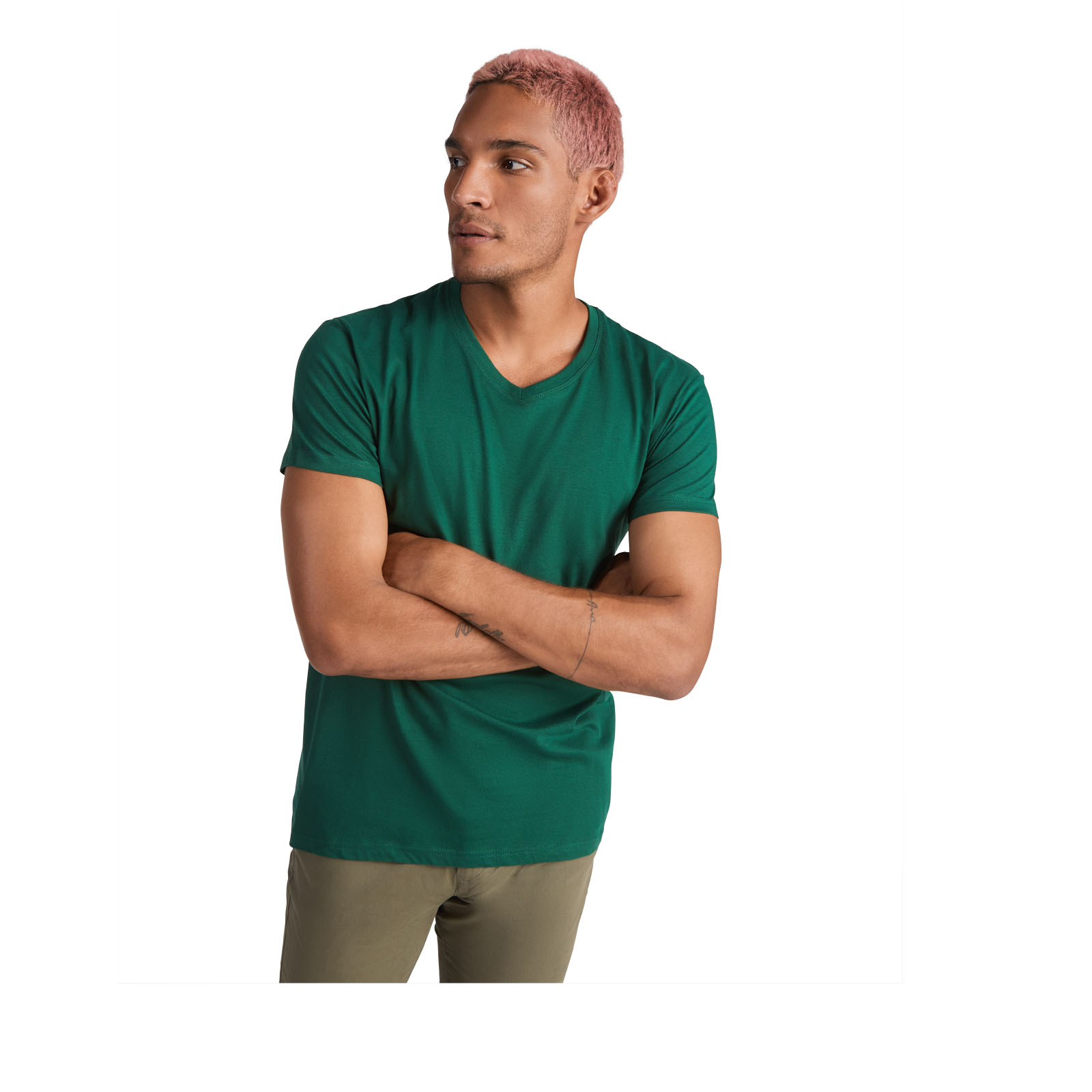 Roly T-shirt de 155 g/m² Samoyedo à col en V et manches courtes pour homme
