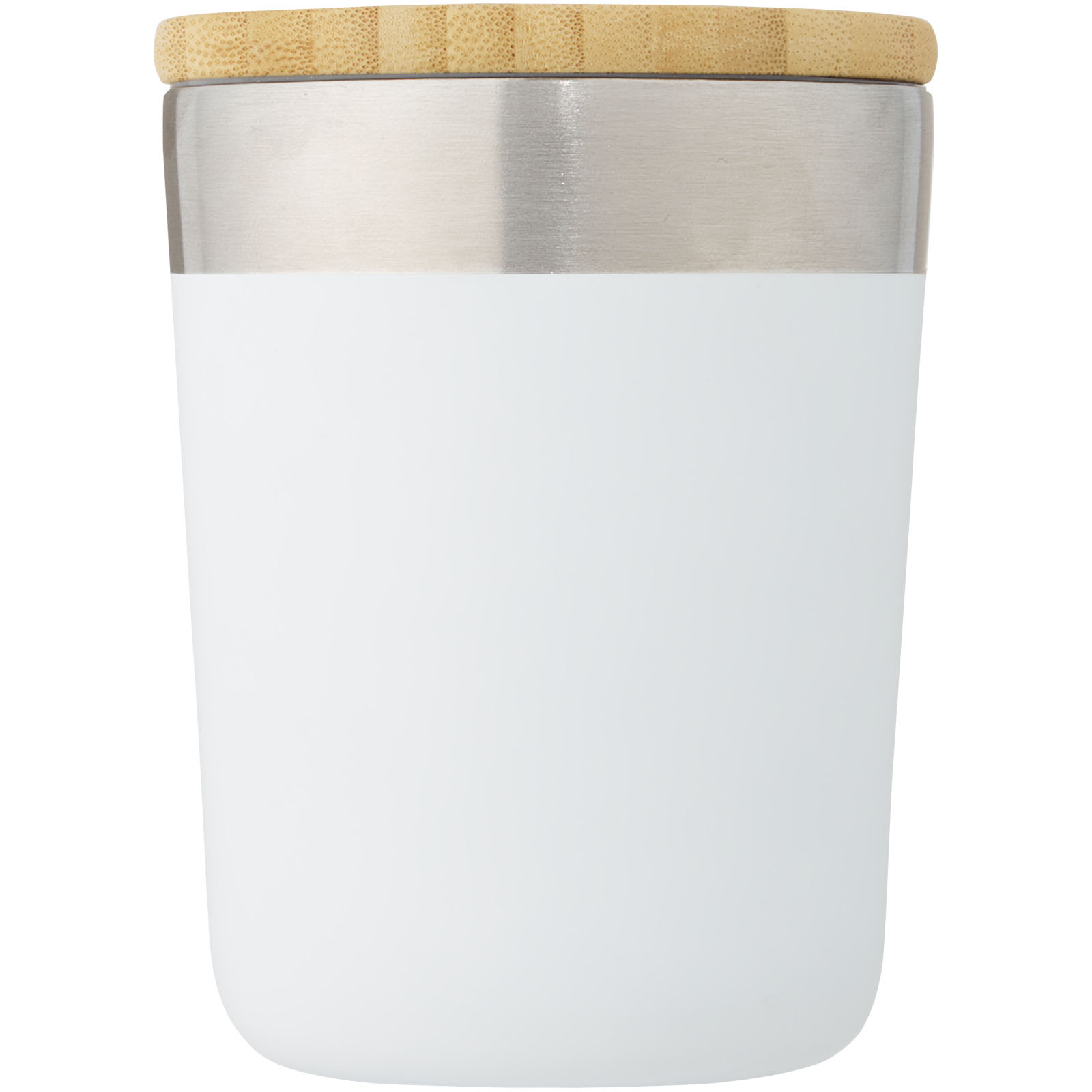 Gobelet Lagan de 330 ml en acier inoxydable avec isolation par le vide et couche de cuivre, avec couvercle en bambou