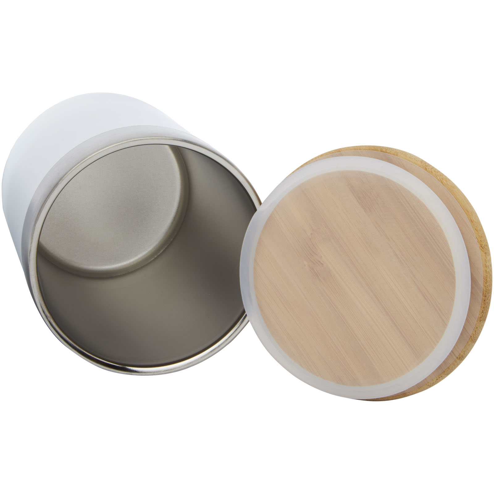 Gobelet Lagan de 330 ml en acier inoxydable avec isolation par le vide et couche de cuivre, avec couvercle en bambou