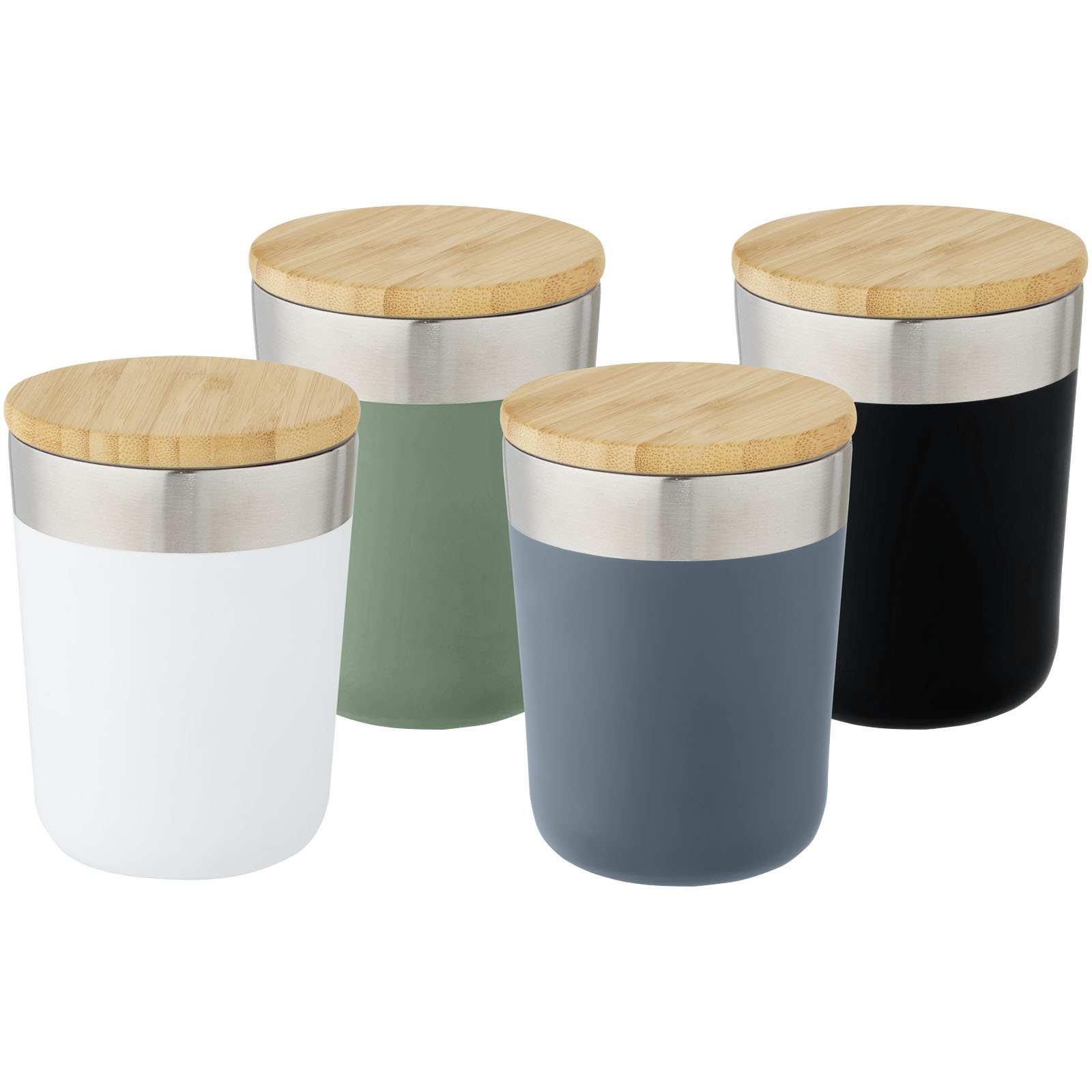 Gobelet Lagan de 330 ml en acier inoxydable avec isolation par le vide et couche de cuivre, avec couvercle en bambou