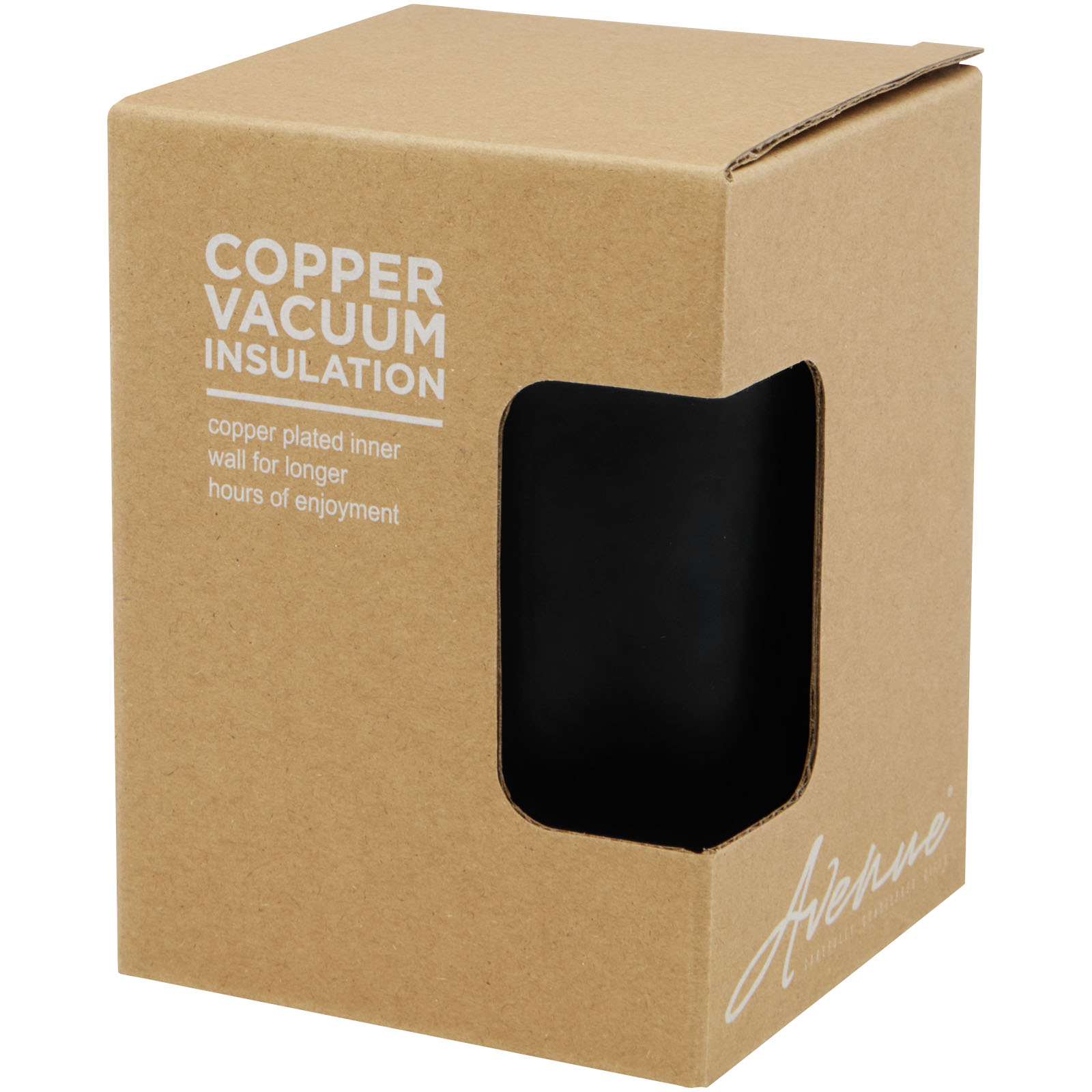 Gobelet Lagan de 330 ml en acier inoxydable avec isolation par le vide et couche de cuivre, avec couvercle en bambou