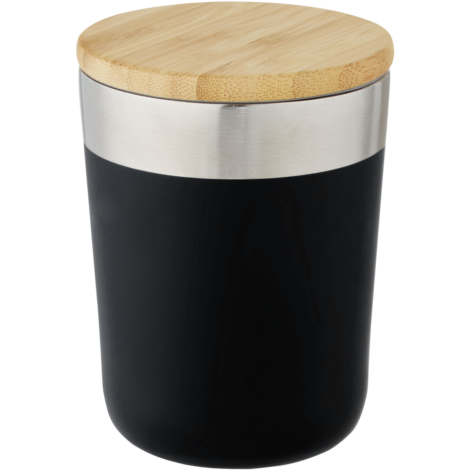 Gobelet Lagan de 330 ml en acier inoxydable avec isolation par le vide et couche de cuivre, avec couvercle en bambou