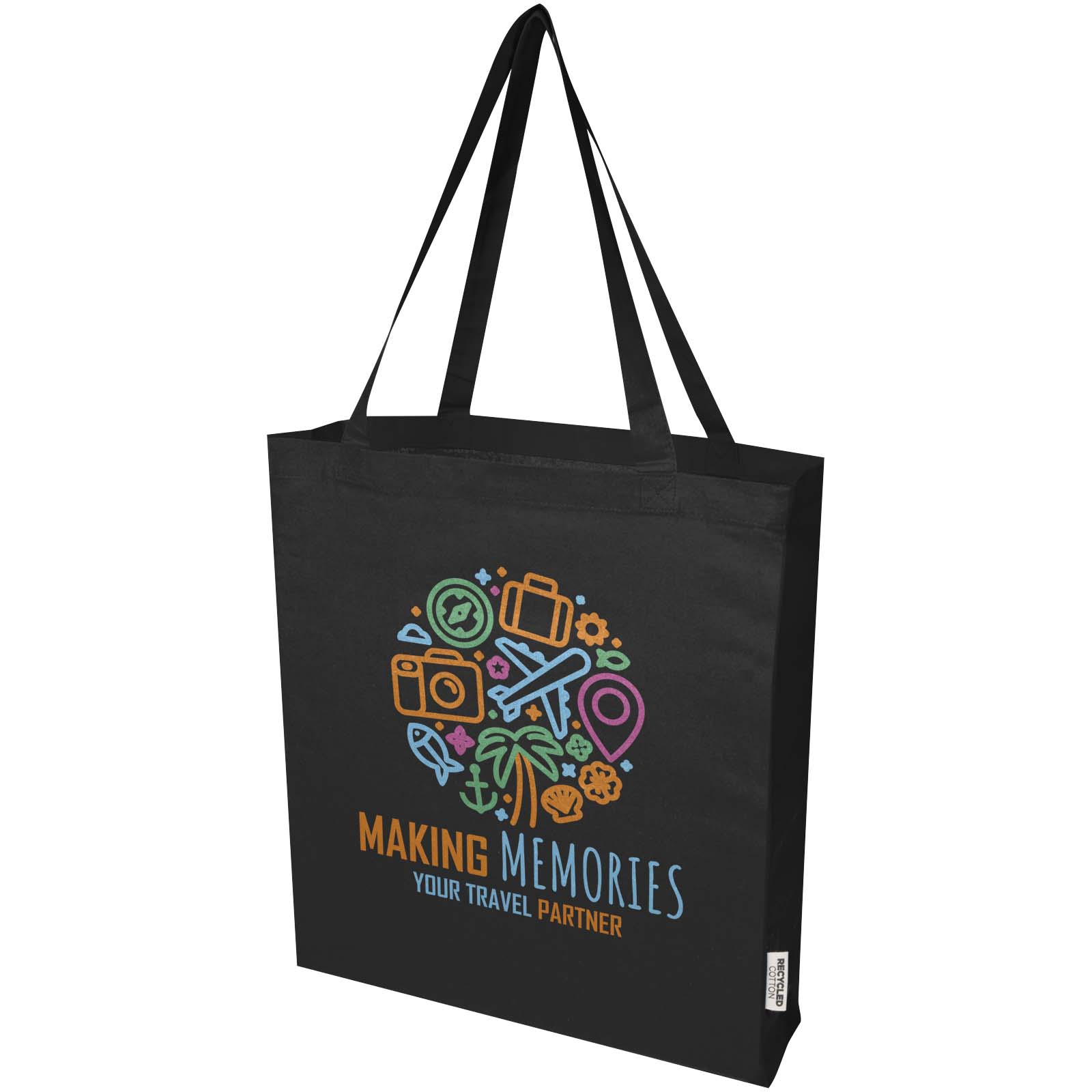 Sac shopping à soufflets Madras en coton recyclé 140 g/m² certifié GRS 12L