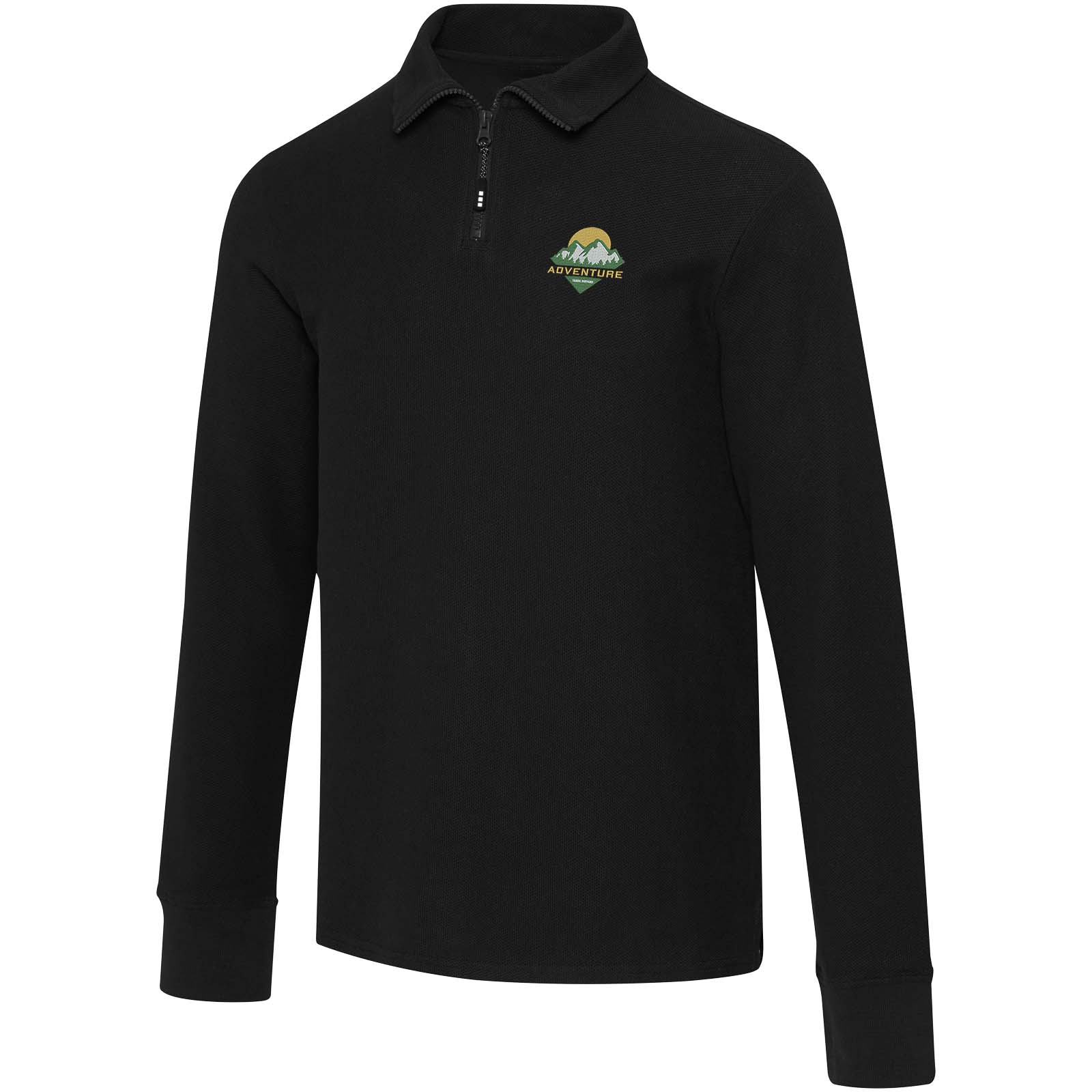 Elevate Polo unisexe de 245 g/m² Apollo à manches longues et demi fermeture éclair
