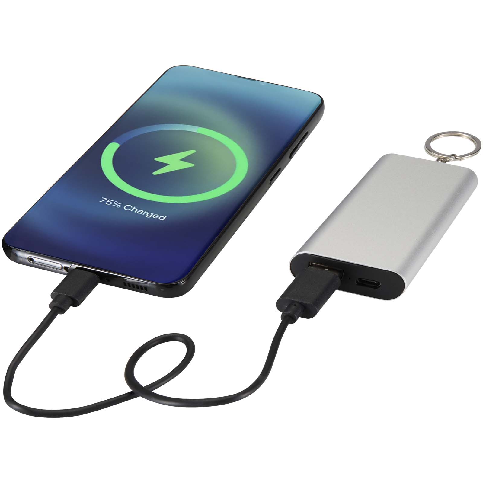 Batterie de secours Arcturus en aluminium recyclé de 2 000 mAh avec porte-clés
