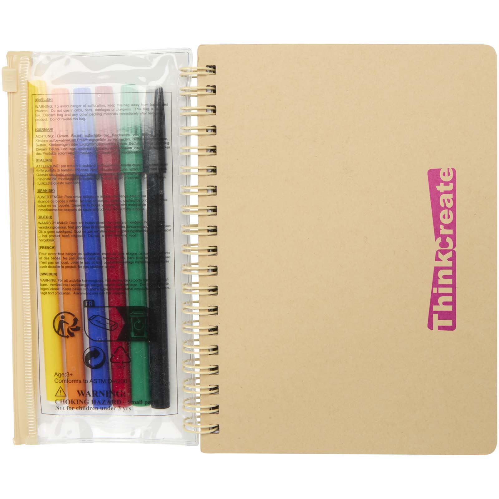 Cahier à couverture rigide Squiggle B6 et lot de marqueurs