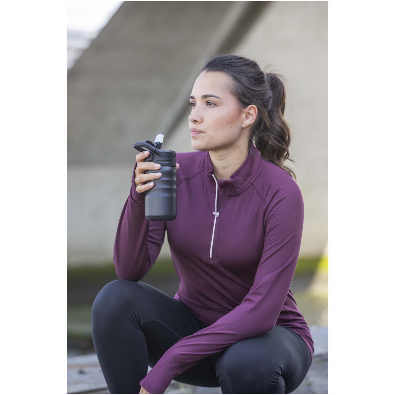 Gourde de sport Knox 350 ml en acier inoxydable à double paroi recyclé RCS avec paille rabattable