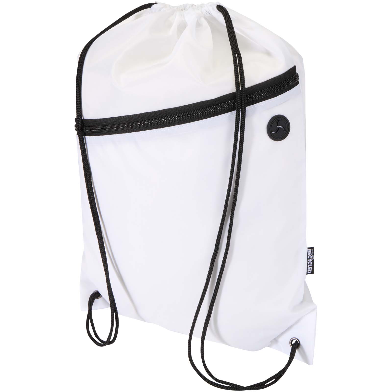 Sac à cordon Oriole en RPET avec poche avant zippée, 5 L