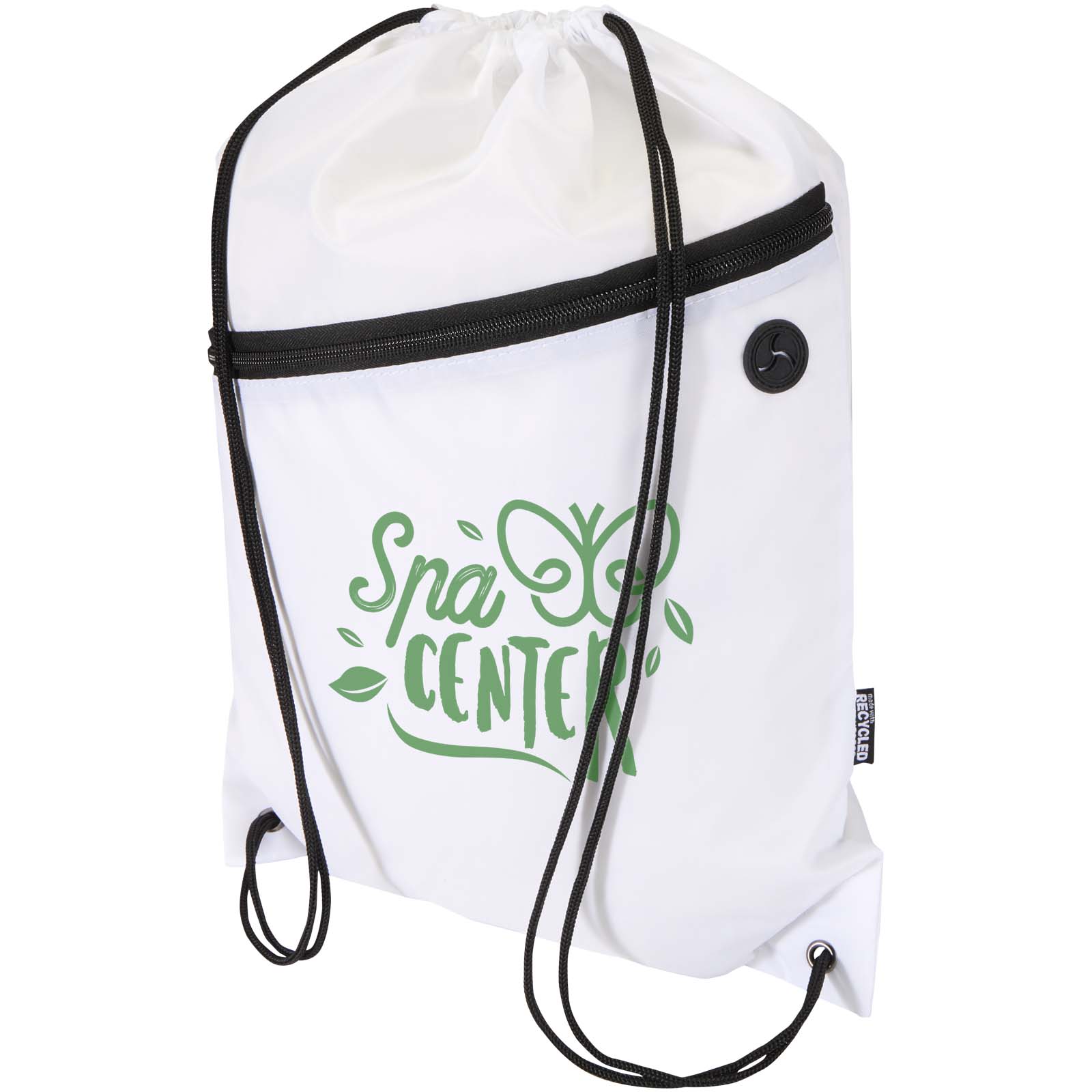 Sac à cordon Oriole en RPET avec poche avant zippée, 5 L