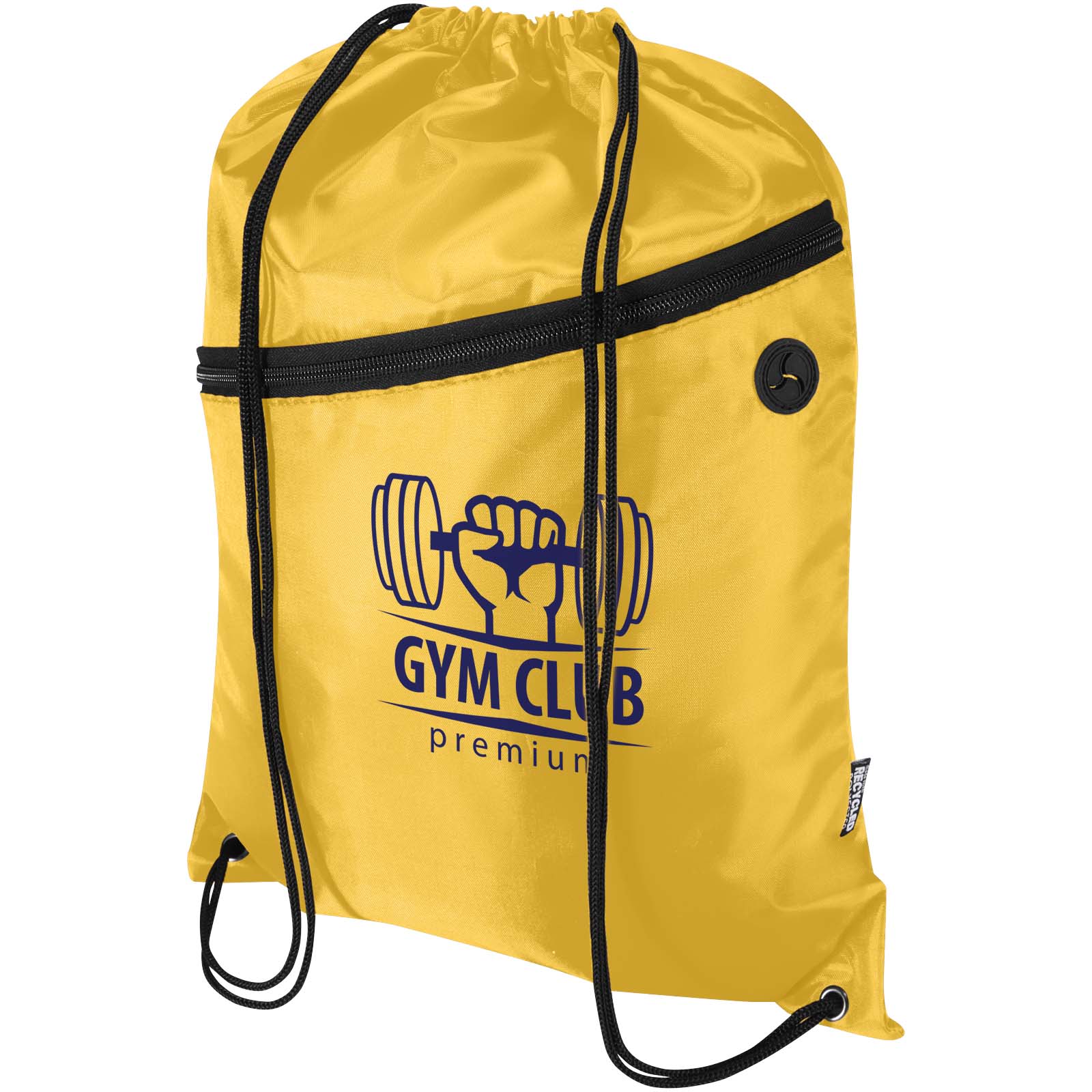 Sac à cordon Oriole en RPET avec poche avant zippée, 5 L