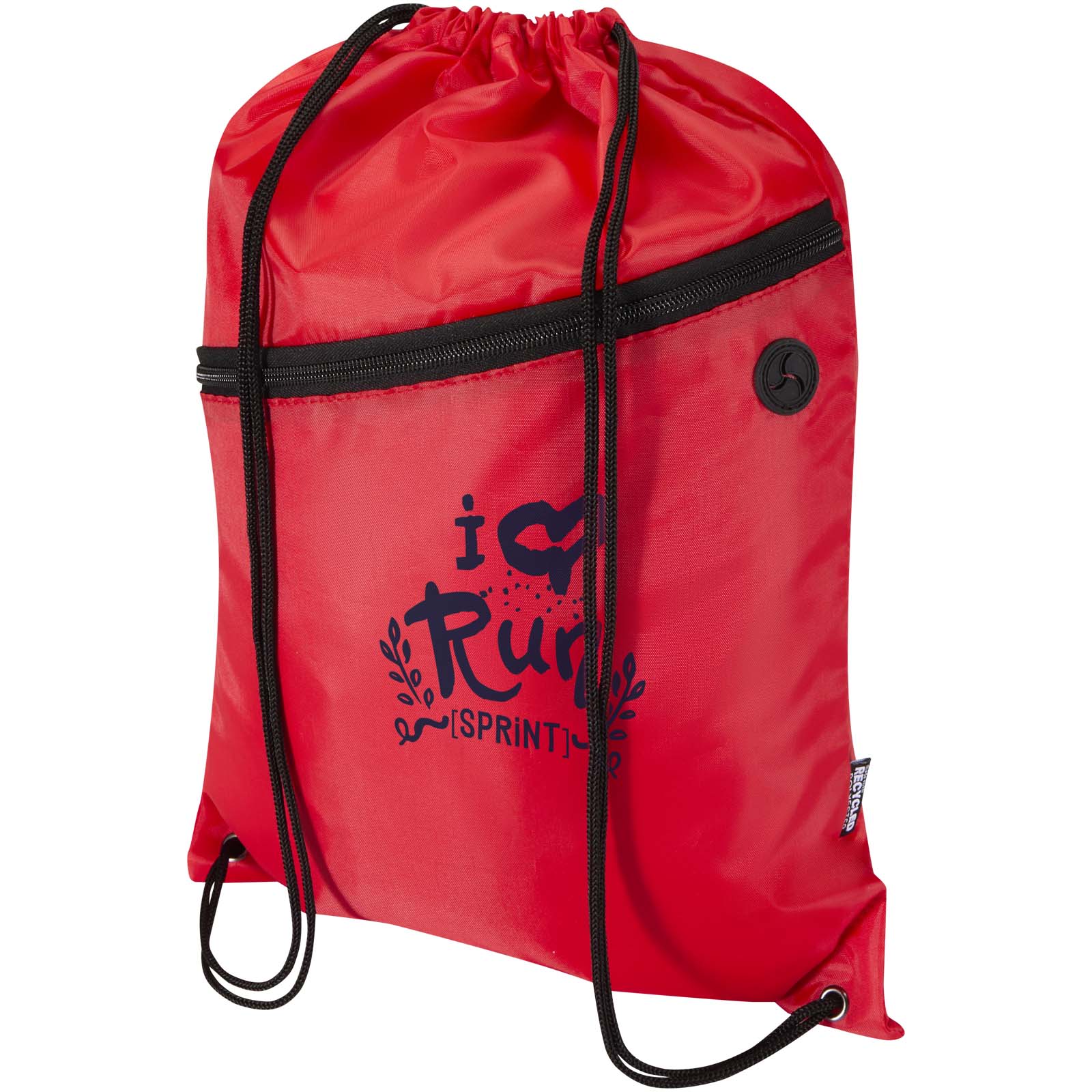 Sac à cordon Oriole en RPET avec poche avant zippée, 5 L